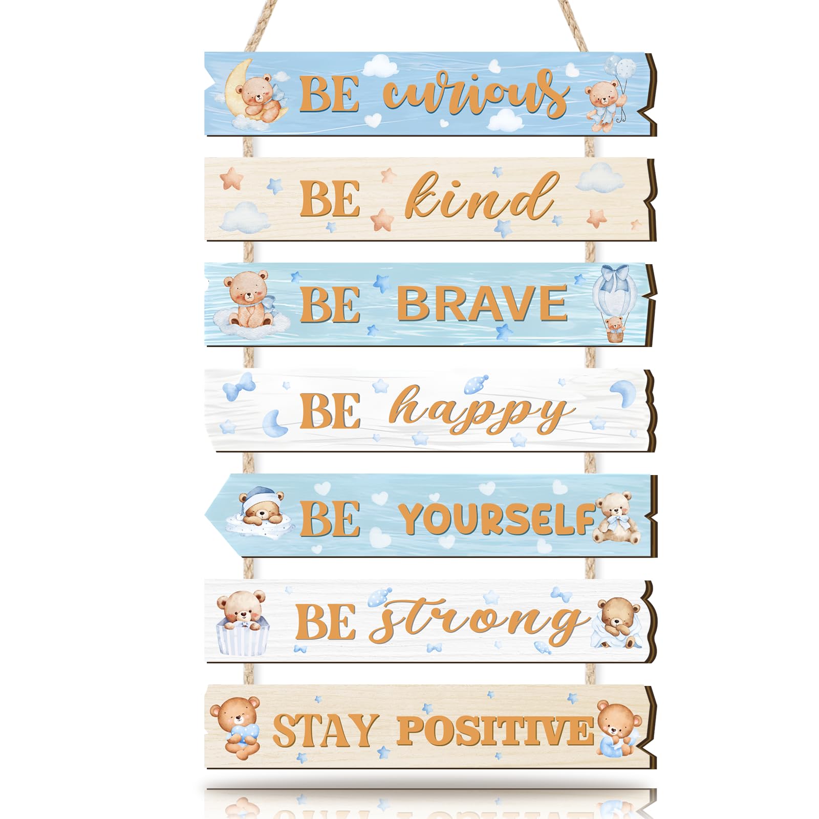 TOARTi Bear Inspirational Quotes Wall Art Blue Motivational Decor for Kids — image 1