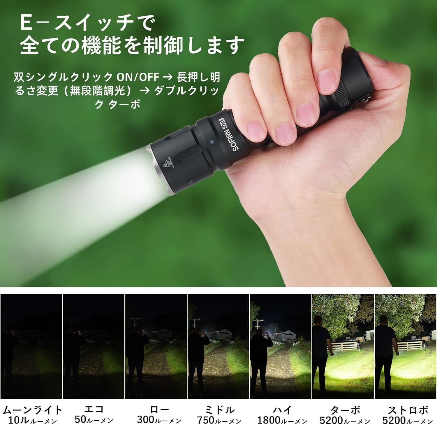 Amazon.co.jp: Sofirn SC33 懐中電灯 強力 LEDフラッシュライト 5200