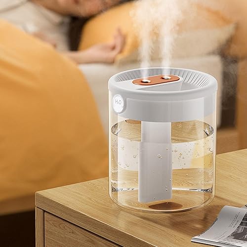 Miniatura 5 de Humidificador, 2L Blanco de Gran Capacidad Doble Boquilla Humidificador de Niebla Hogar Dormitorio Oficina Silencio USB Luz de Noche de Aire