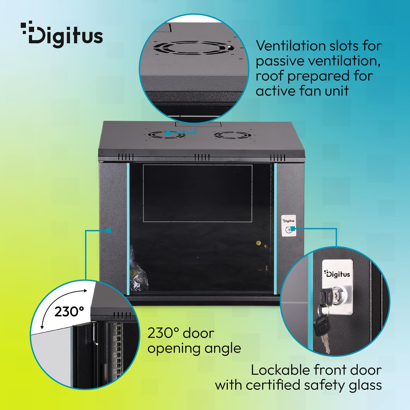 DIGITUS Armario de Red – 19 Pulgadas, 9U – Sin Montar – Dynamic-N – Negro