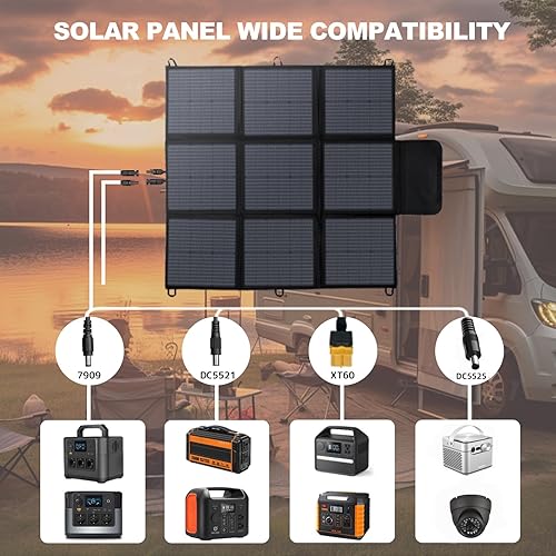 Miniatura 7 de LVYUAN Panel solar portátil de 400 W, panel solar plegable de tamaño de almohada de 20 V, impermeable IP65, eficiencia mejorada del 23% para