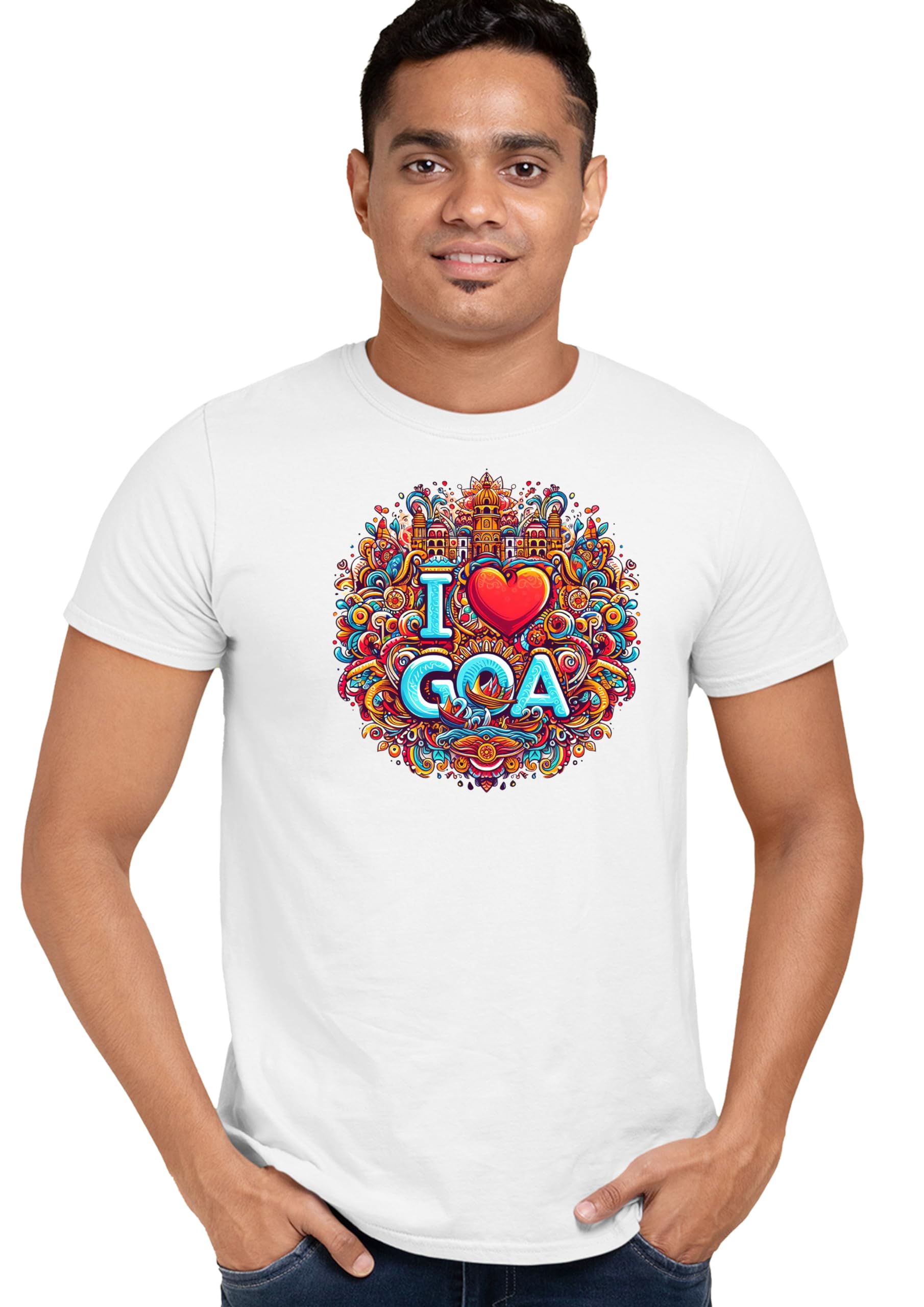 I Love Goa Pure Cotton T-Shirt – Vibrant & Waterproof Print for Adults D-1-image-23