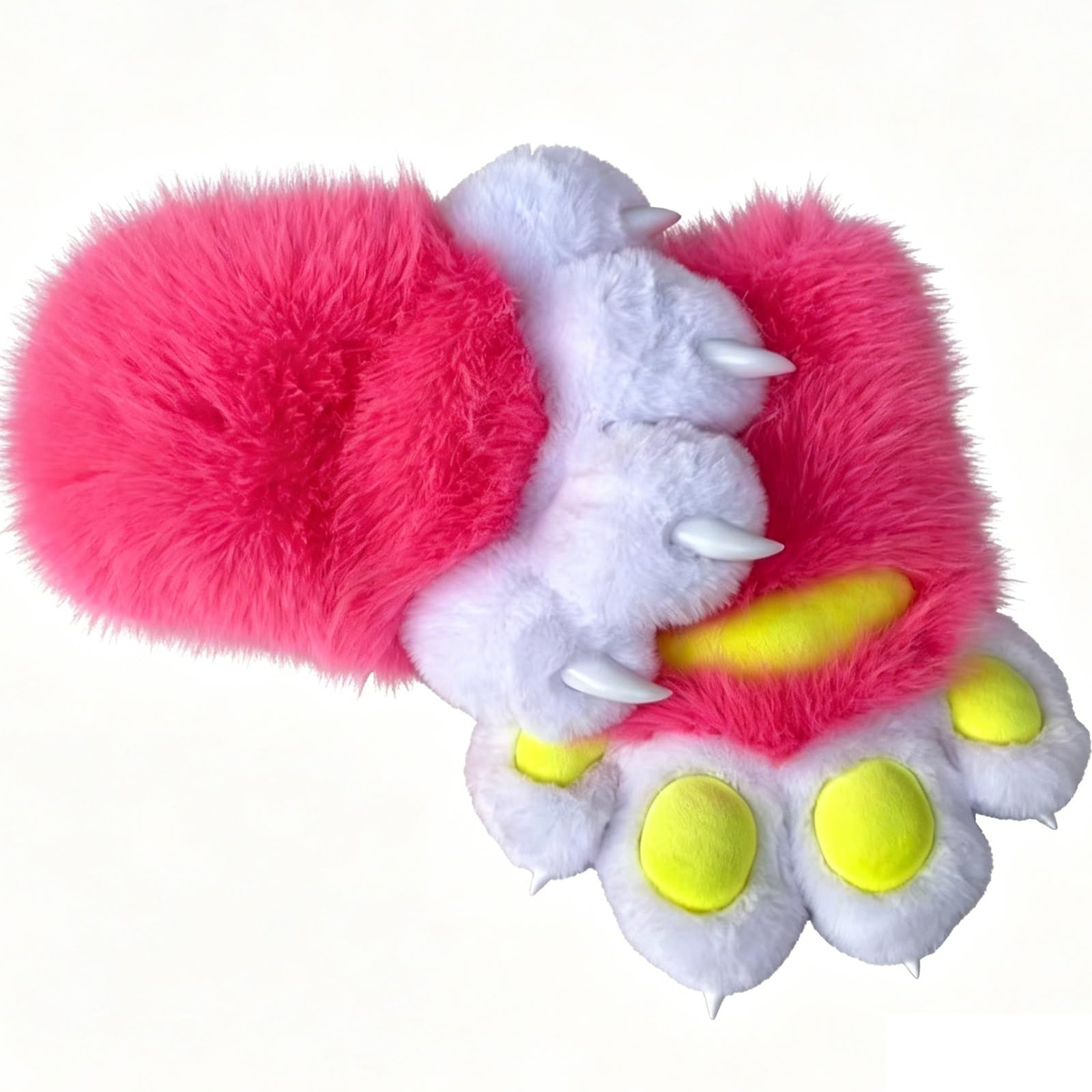 Rolamumu Fursuit Paws Furry Gloves, Soft Plush Hand Paw Gloves with Claws for Halloween Cosplay, Party, Roleplay(I)