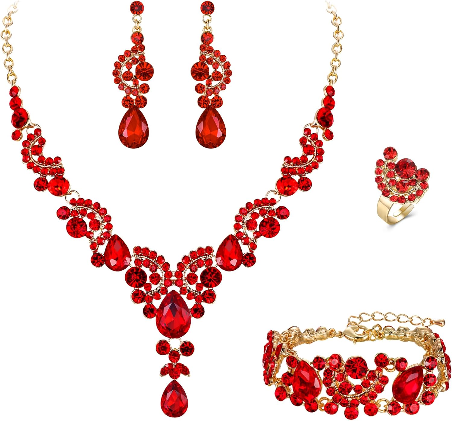 4pcs_Red Gold-Tone