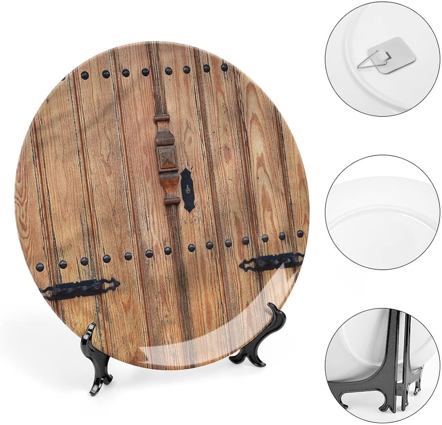 XISUNYA 10 Inch Decorative Plate, Rustic Tableware Plate, Door with Iron Detail Print Ceramic Wall Hanging for Fine Dining for Upscale Events, Dinner Parties, Weddings, Catering