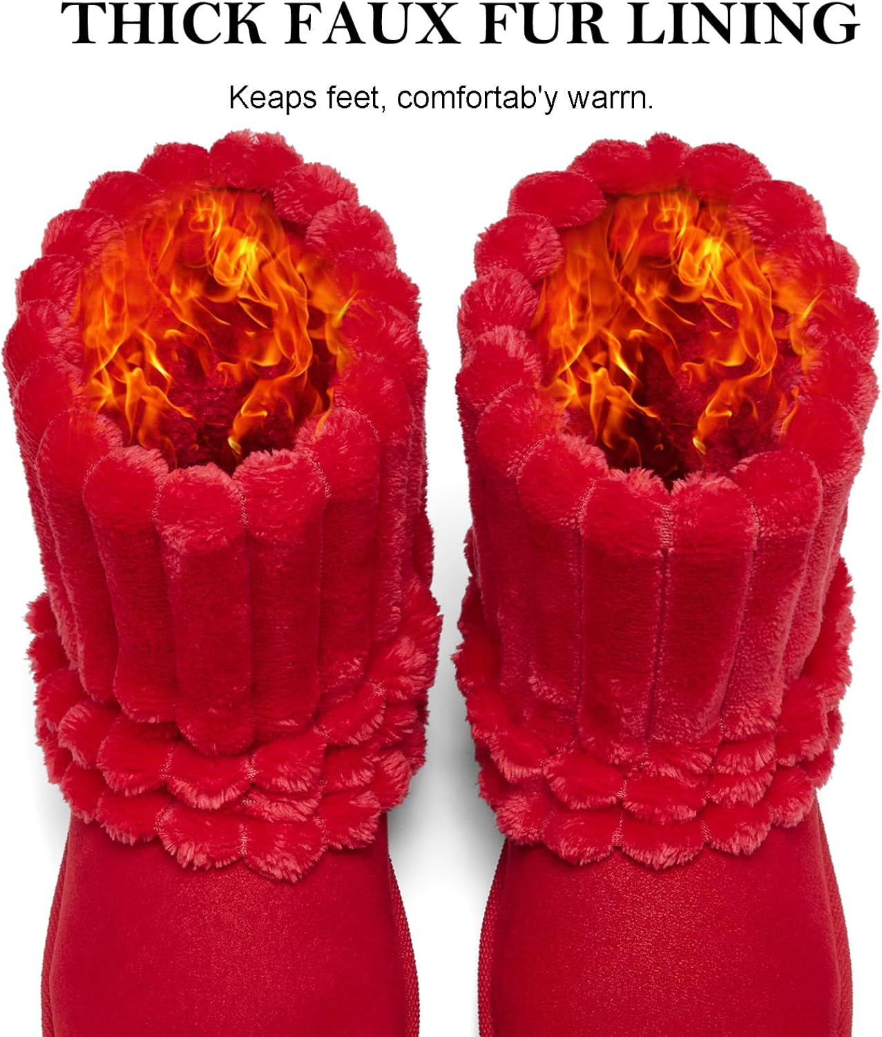 Women's Platform Suede Ankle Snow Boots Winter Warm Fuzzy and Plush Fur Lined Anti-Slip Short Pull On Cuff Boots - Image 4