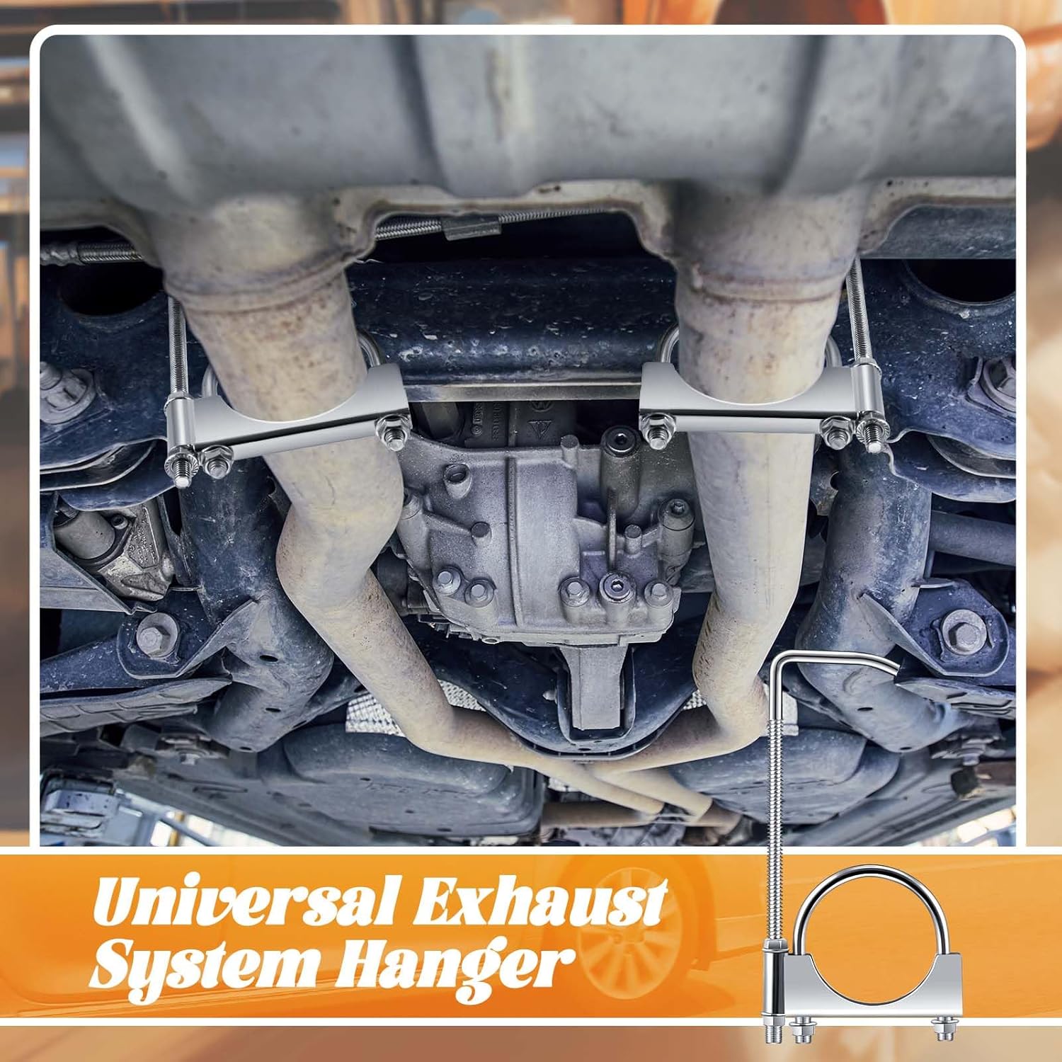 4 Pcs 2.5 Inch Universal Exhaust Clamp with Hanger, Made of Heavy-Duty Clamp with Rear Muffler Hanger Exhaust Pipe for Cars, Trucks Pipes