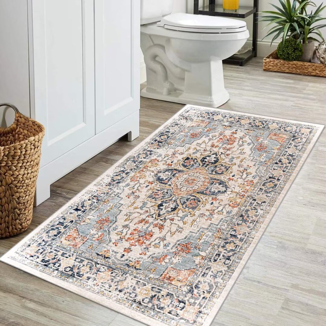 Klasyczny dywan w stylu boho vintage - długi chodnikowy bieżnik, antypoślizgowy, nadający się do prania, 40 x 500 cm, trwały poliester, sprzedawany na metry