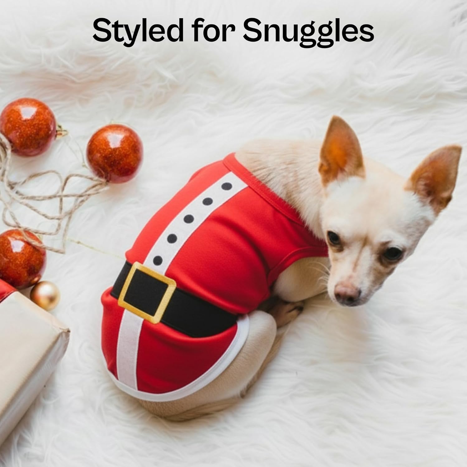 Parisian Pet Dog T-Shirt - Embroidered Santa Outfit - Lightweight Cotton Dog Christmas Outfit - Sleeveless Funny Christmas Pet Clothes - Machine Washable Shirts for Large Dogs - 3XL