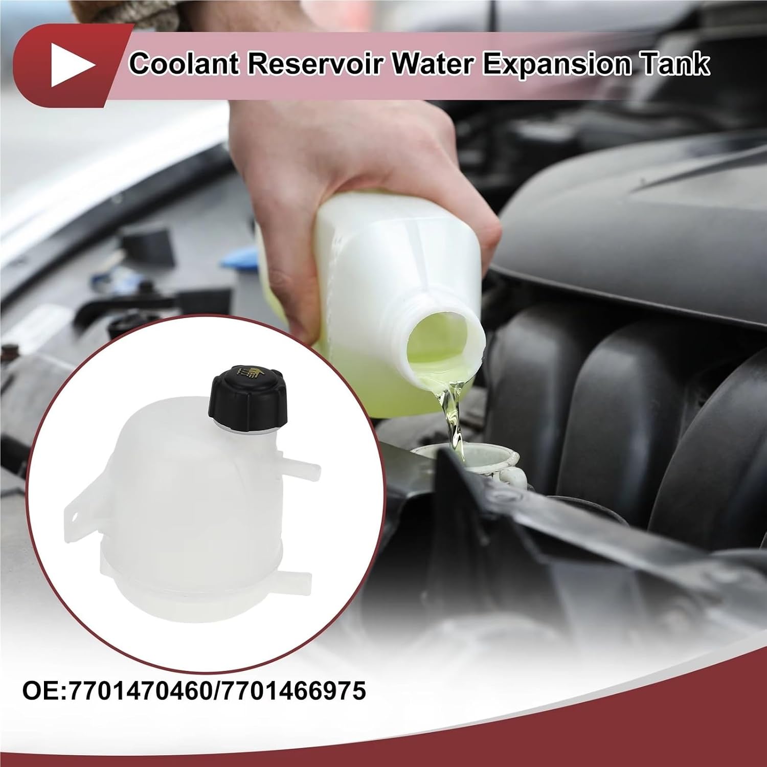 for Clio Mk2 7701470460 7701466975 Car Engine Coolant Reservoir Water Expansion Tank Coolant Bottle with Cap