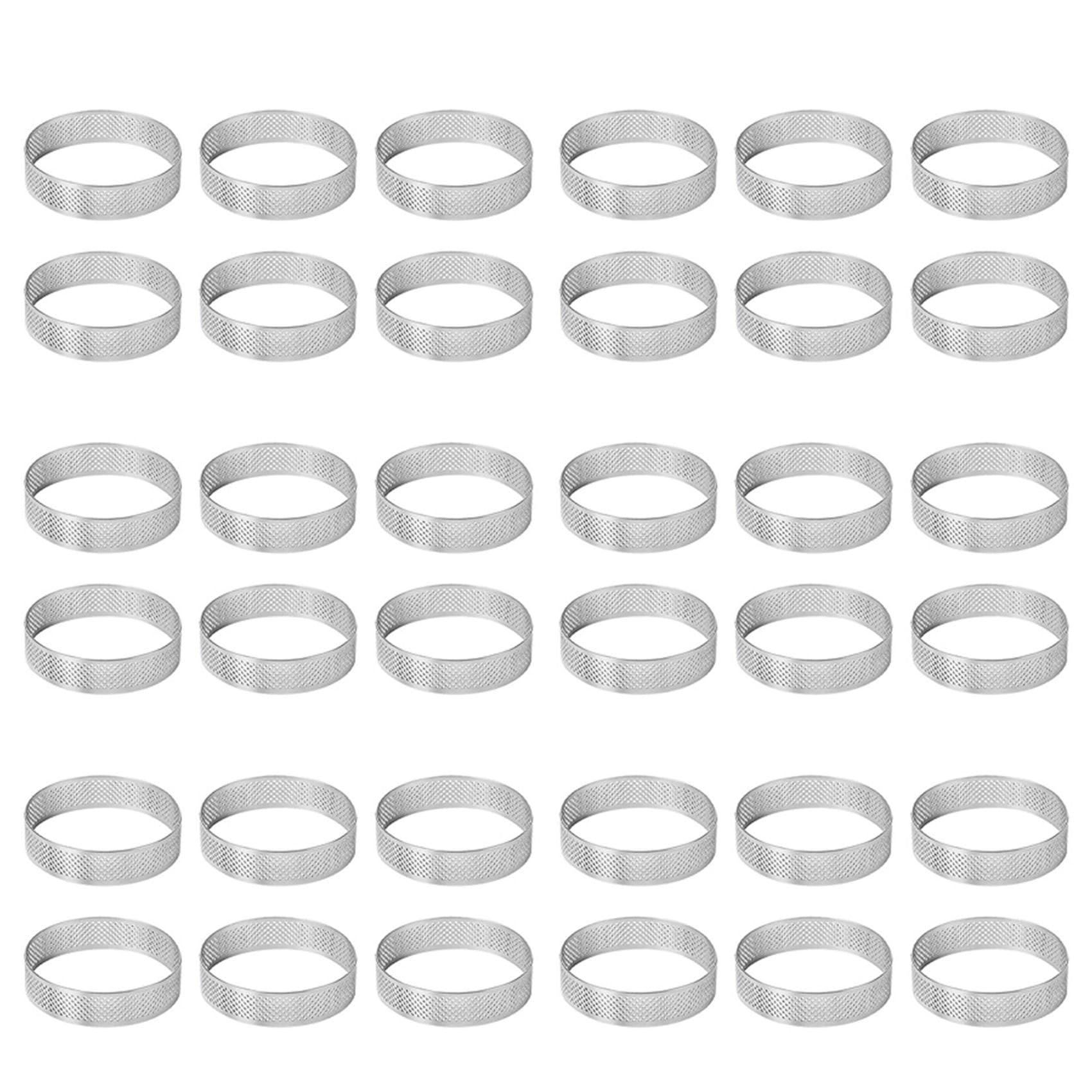 Hndhbfgrt Cake Ring Molds, 36Pcs Stainless Steel Porous Tart Ring, Perforated Pie Cake Ring Mold, Cake Mousse Ring with Holes 7cm
