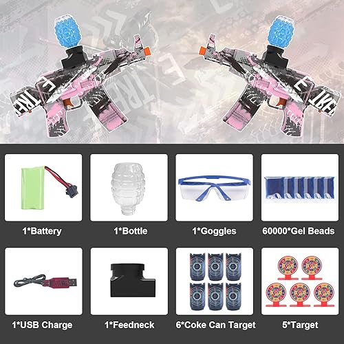 Miniatura 6 de Juguete eléctrico de bolas de gel, lanzador automático de bolas de salpicaduras de alta velocidad con 20000 cuentas de agua y gafas, juguetes de