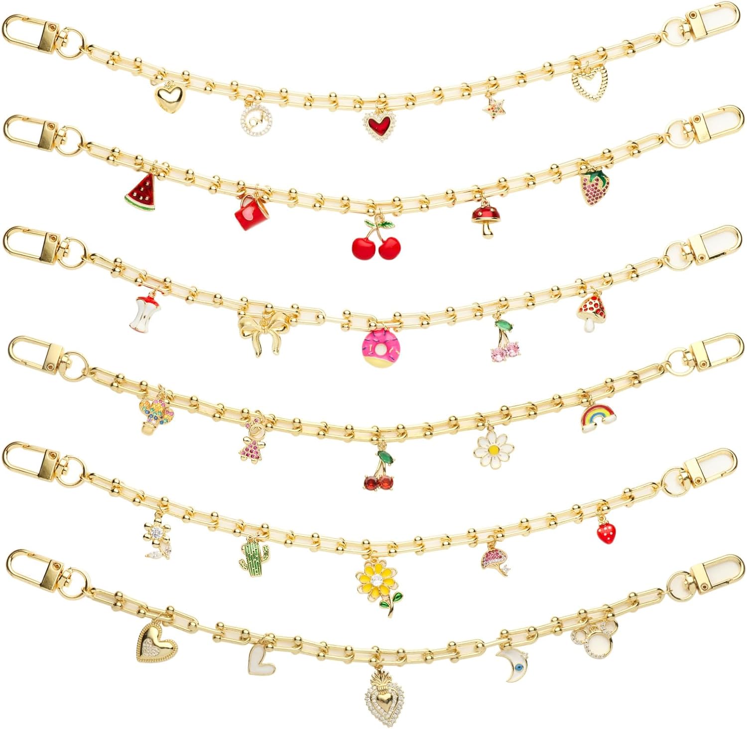 18K Gold Plated Heart Bag Charms with Zirconia Pendants - Image 6