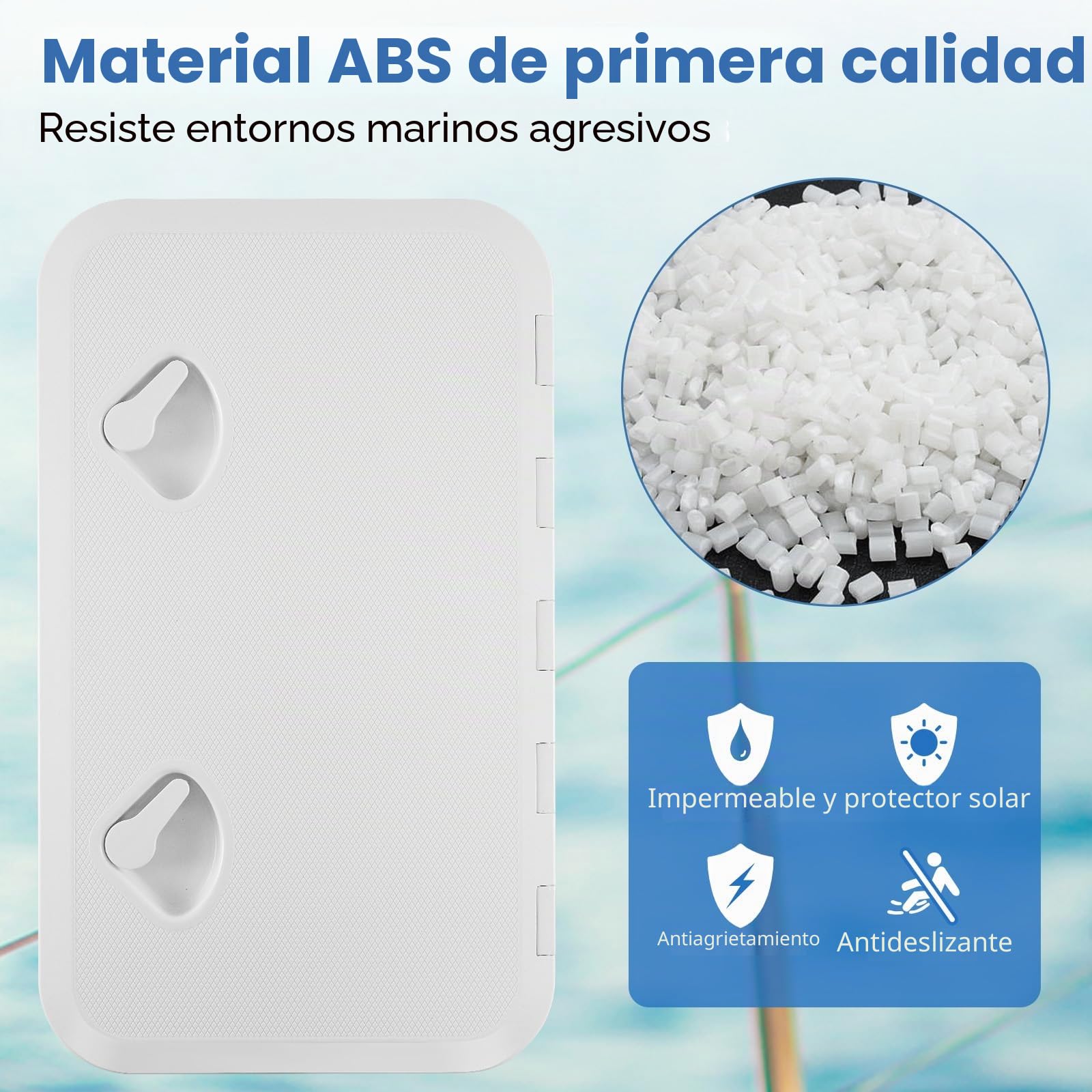 HOMASIS escotilla de plástico para barcos de 60,5 x 35 cm, escotilla de repuesto para barcos con ángulo de apertura de 180°, escotilla de acceso antideslizante y resistente a la intemperie para barcos