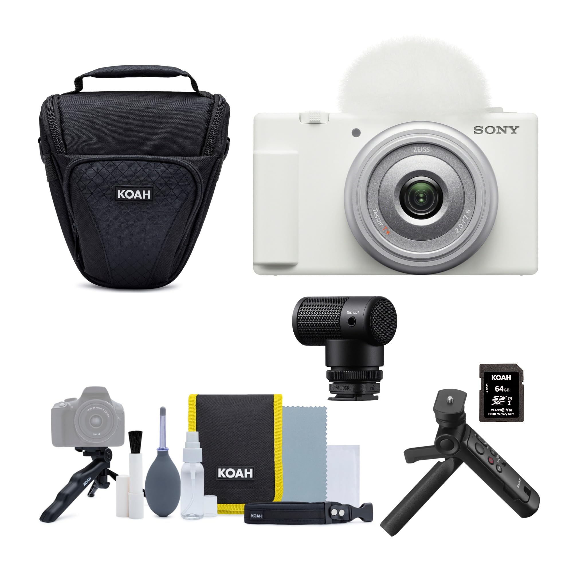 Sony ZV-1F Vlog Camera for Content Creators and Vloggers (White) Bundle