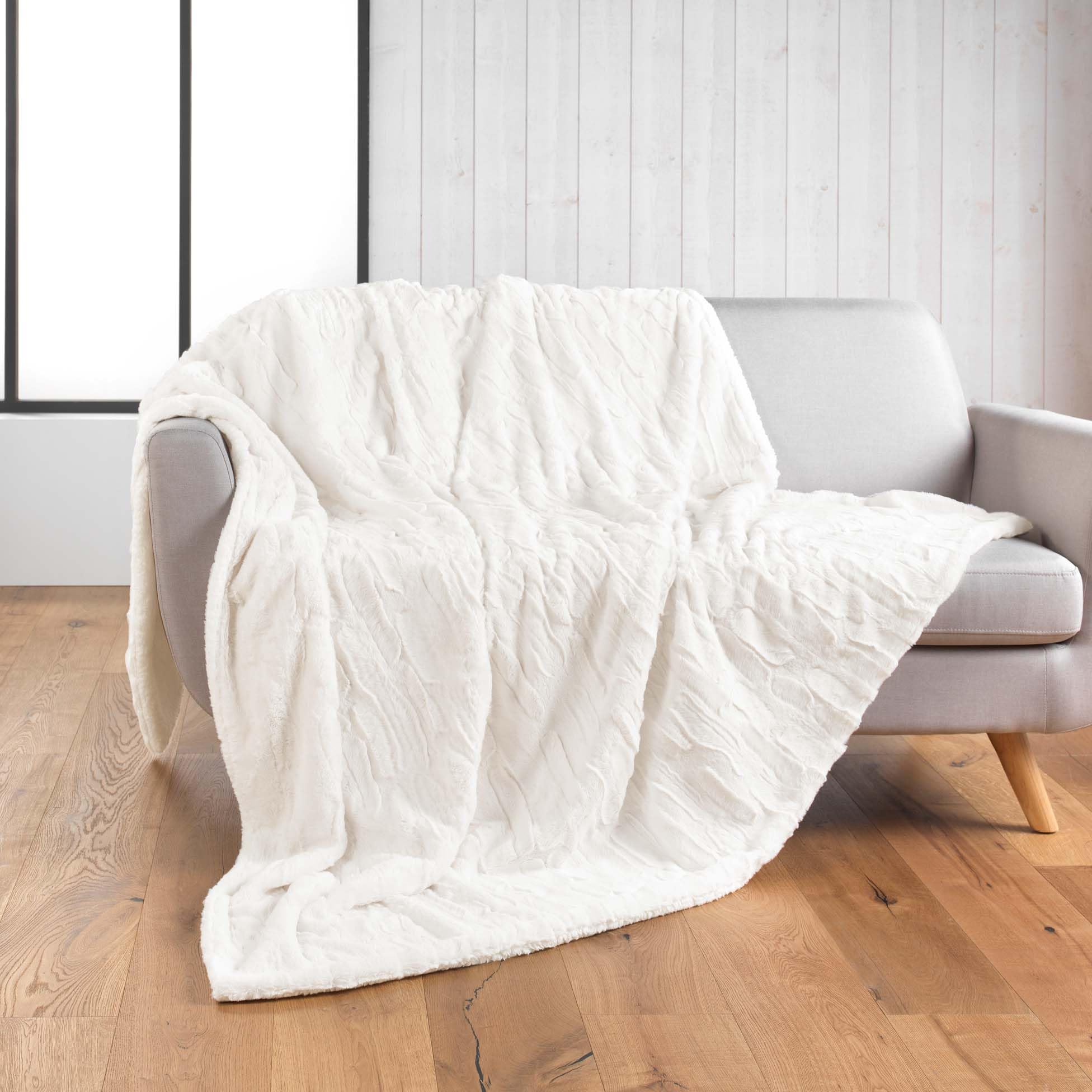 Douceur d'Intérieur, Blanket (180 x 220 cm) Foxy Natural, Imitation Fur/Sherpa