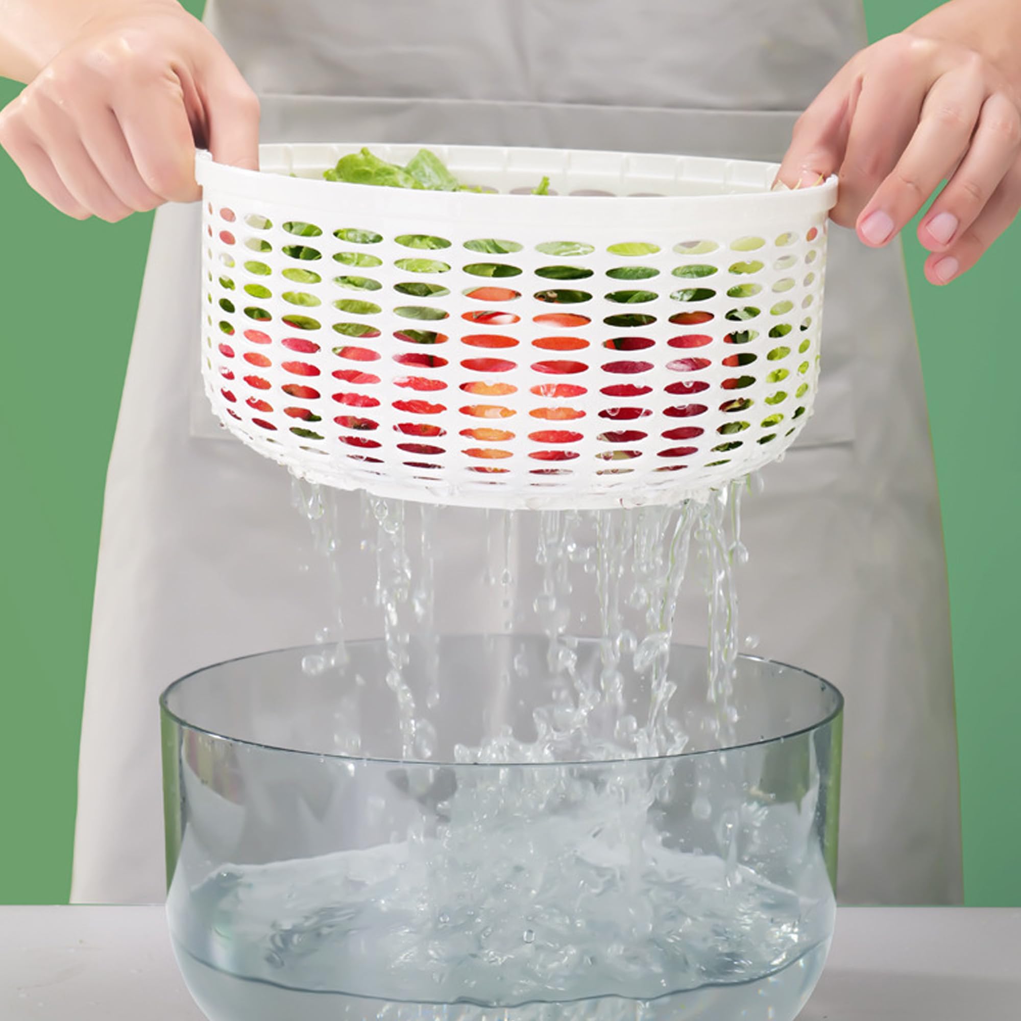 Centrifuga per insalata, Asciugatrice per Verdure, Capacità: 4.5 litri, Trasparente, Asciugare Rapidamente Frutta e Verdura, Lavare Centrifuga, Disidratare e Scolare l'Acqua, Centrifuga Elettrica