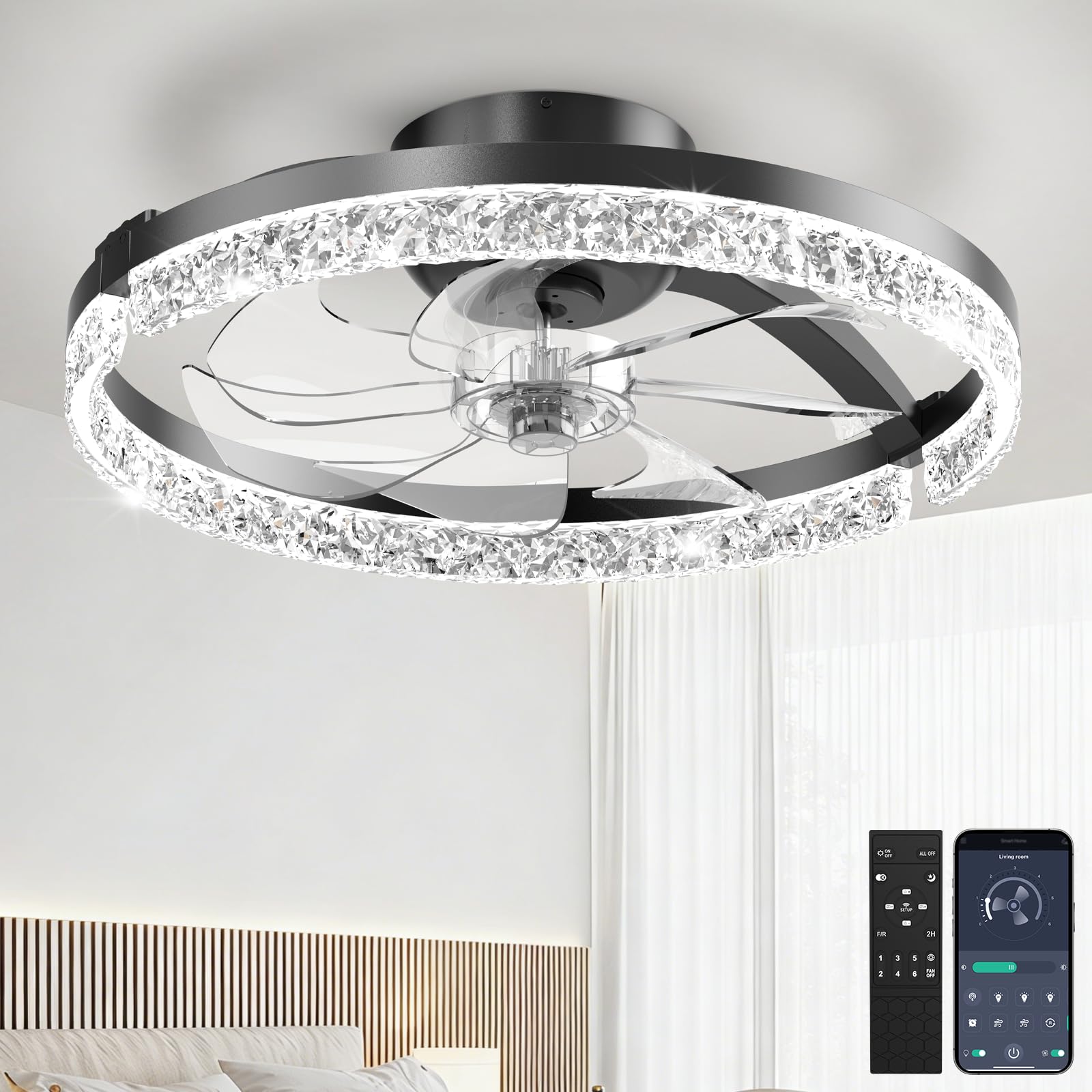 Photo 1 of Aphyni 20" Low Profile Ceiling Fan with Remote