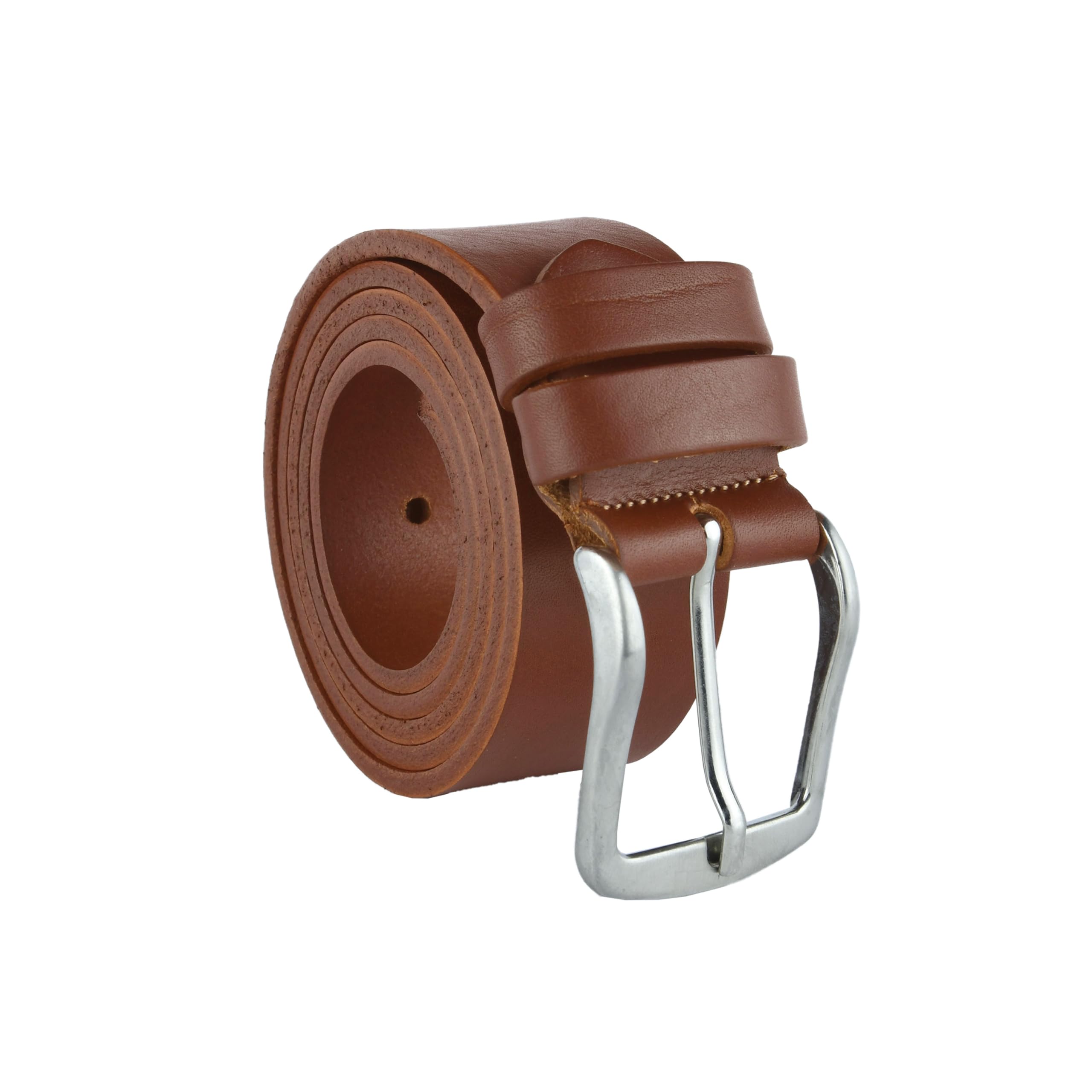 Cm Conte Massimo Men's Brown Leather 4 Leather Belt, Seamless, Shortenable