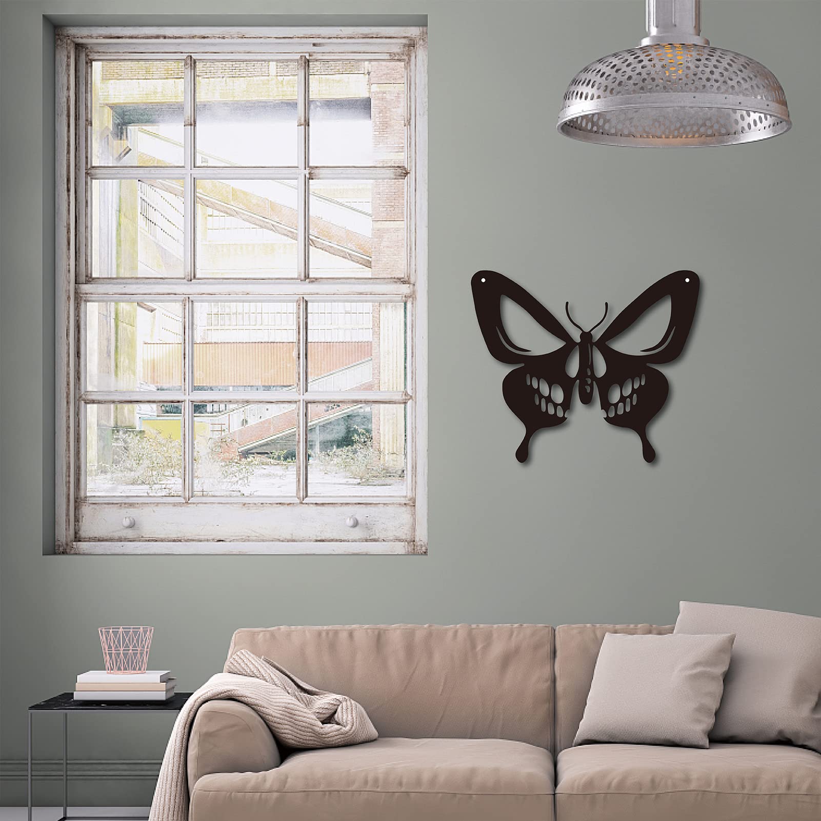 Décoration Murale Métal Papillon & Fleurs Noires - Sculpture En Fer 30x23 Cm - Pour Salon, Bureau, Jardin - Cadeau Déco Original - 7