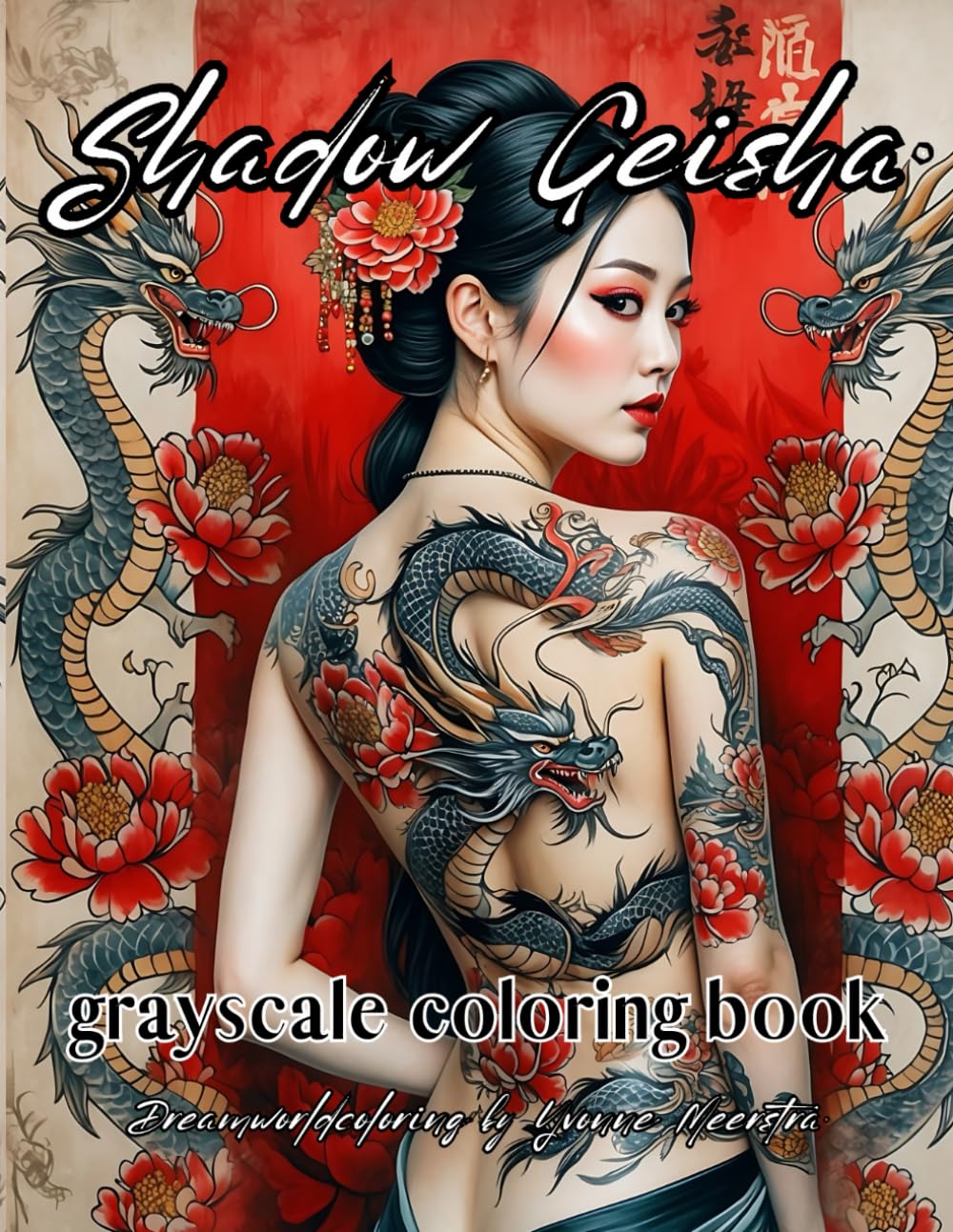 Shadow Geisha: A Grayscale Coloring Book of Darkly Elegant Geisha Portraits for Adults