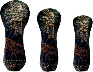 Golf Head Covers Premium PU Leather Line Tiger Golf Club Head Covers Show One's Own Charm Golf Head Cover for Driver/Fairway/Hybird Club