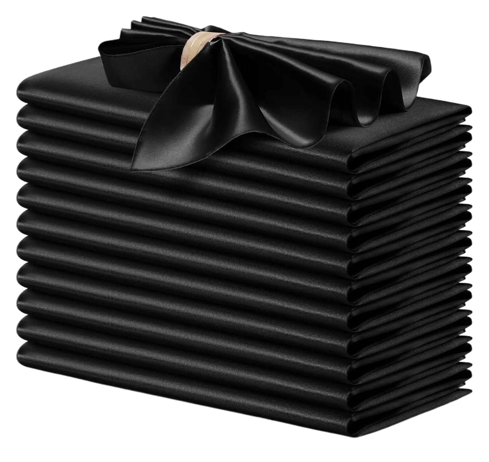 Satin Dinner Napkins 12PCS Satin Napkins 30x30cm Silky, Washable for Wedding Party, Restaurant Dinner Table Decor(12pcs black)