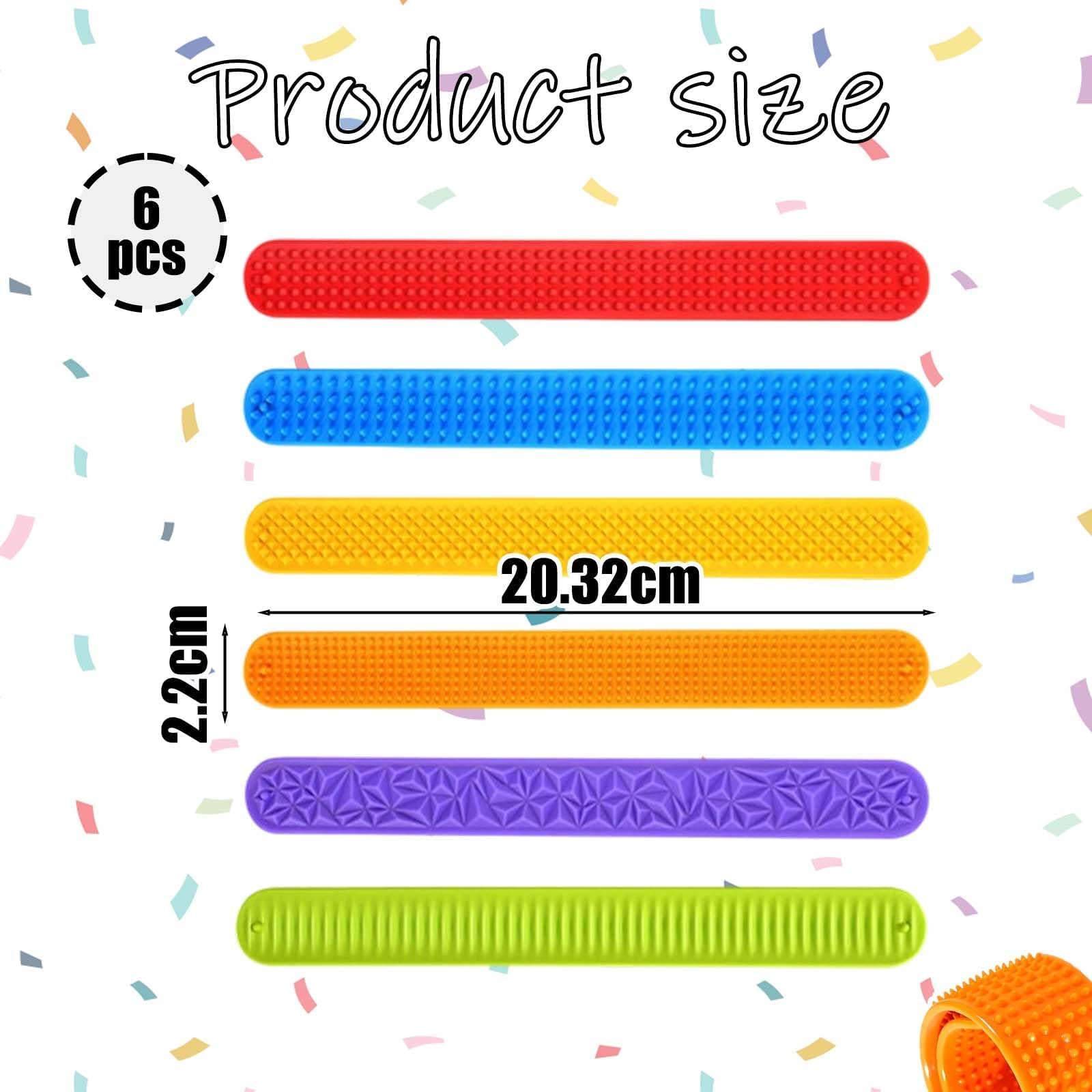 6 PCS Slap Bracelets Set, Fidget Toys Durable Textured Sensory Toys Easy to Clean Fidget Bracelet - Image 2