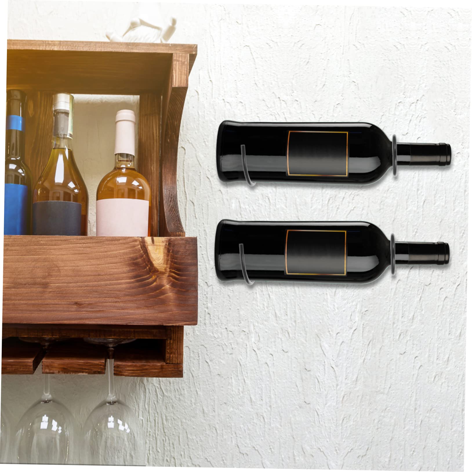 TOPBATHY Weinregal Wandmontage aus Eisen 6 Stück Hängendes Weinflaschenregal Schwarz Rostfrei und Platzsparend Geeignet für Wein und Spirituosenflaschen für Riegel und Vorratsraum