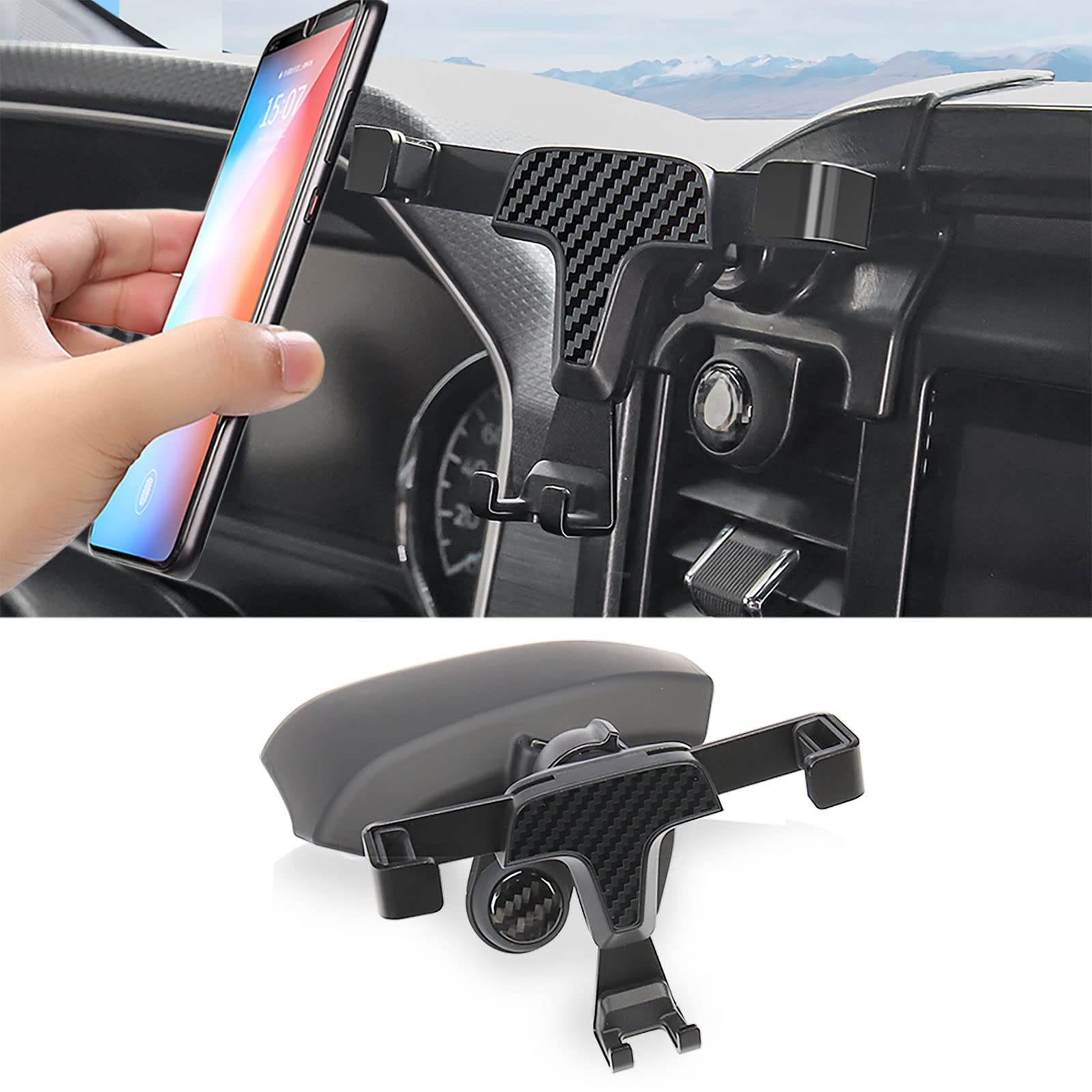 JHO Phone Holder Mount with Button Release Clamp Air Vent Cell Phone Cradles Fit for Ford F150 Raptor 2021 2022 Gen3 Truck Assist Accessories (Black Base)