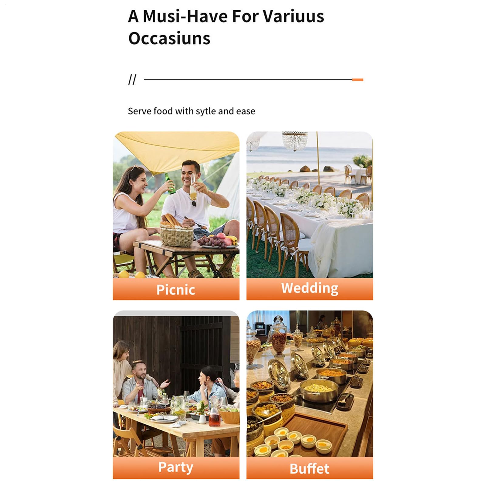 Fuentes de buffet blancas Antiadherente apto para cocina con tapa | Juego de fuente térmica para buffet para , boda, banquetes, Acción de Gracias, Navidad, Año Nuevo, Semana