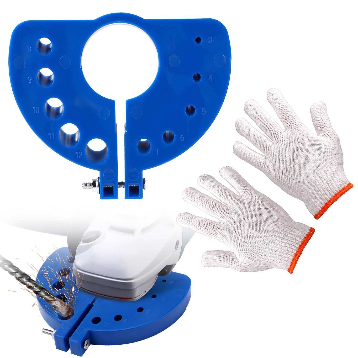 Drill Bit Sharpener for Electric Drill, ABS Material Drill Sharpener for Precision Grinder 10 Notches Multipurpose with Gloves (Blue)