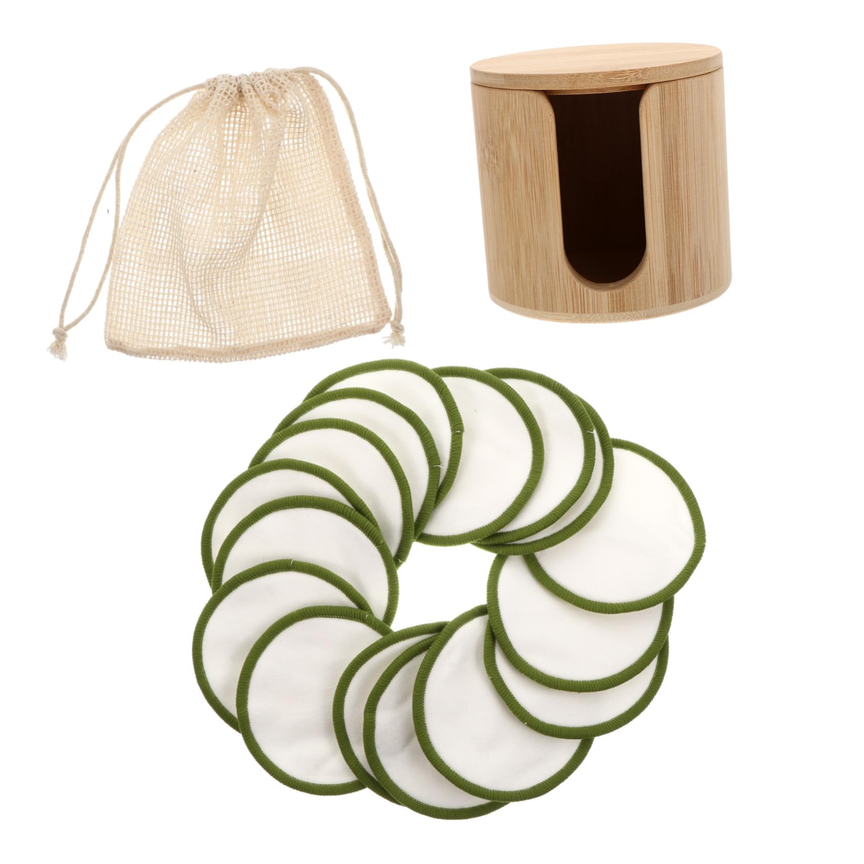 Didiseaon 2 Set dischetto struccante pad struccanti lavabili Pad struccante riutilizzabile Accessori Trucco pulito soffio struccante pastiglie per il lavaggio del viso fibra di bamboo Green
