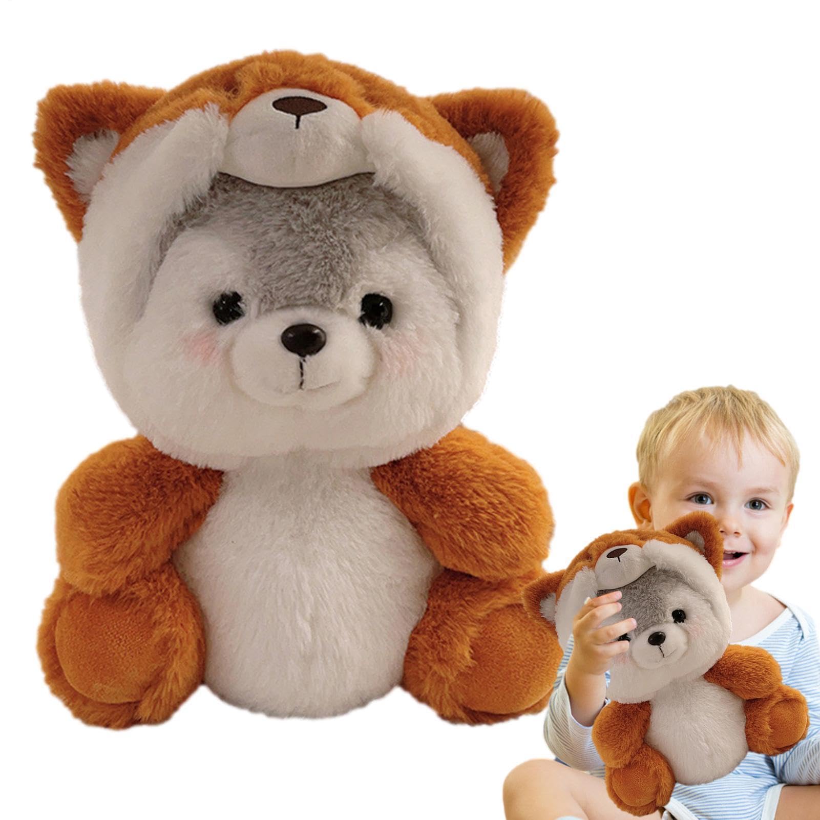 Chien en peluche husky transformable oreiller koala cochon dinosaure creatif