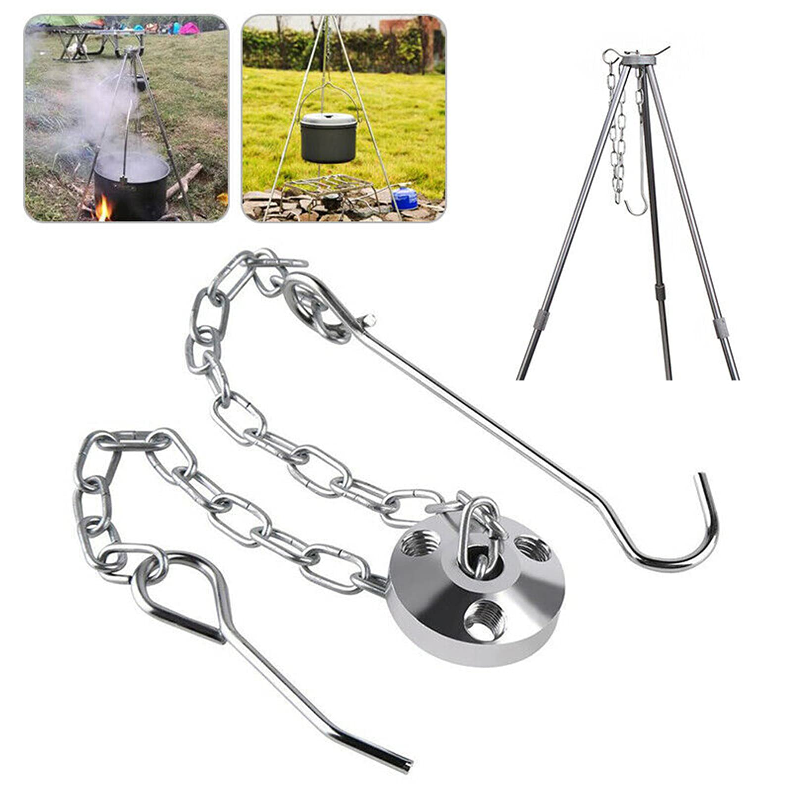 Trépied pour barbecue et camping, maniques portables à suspendre, accessoires de cuisine en aluminium pour l'extérieur