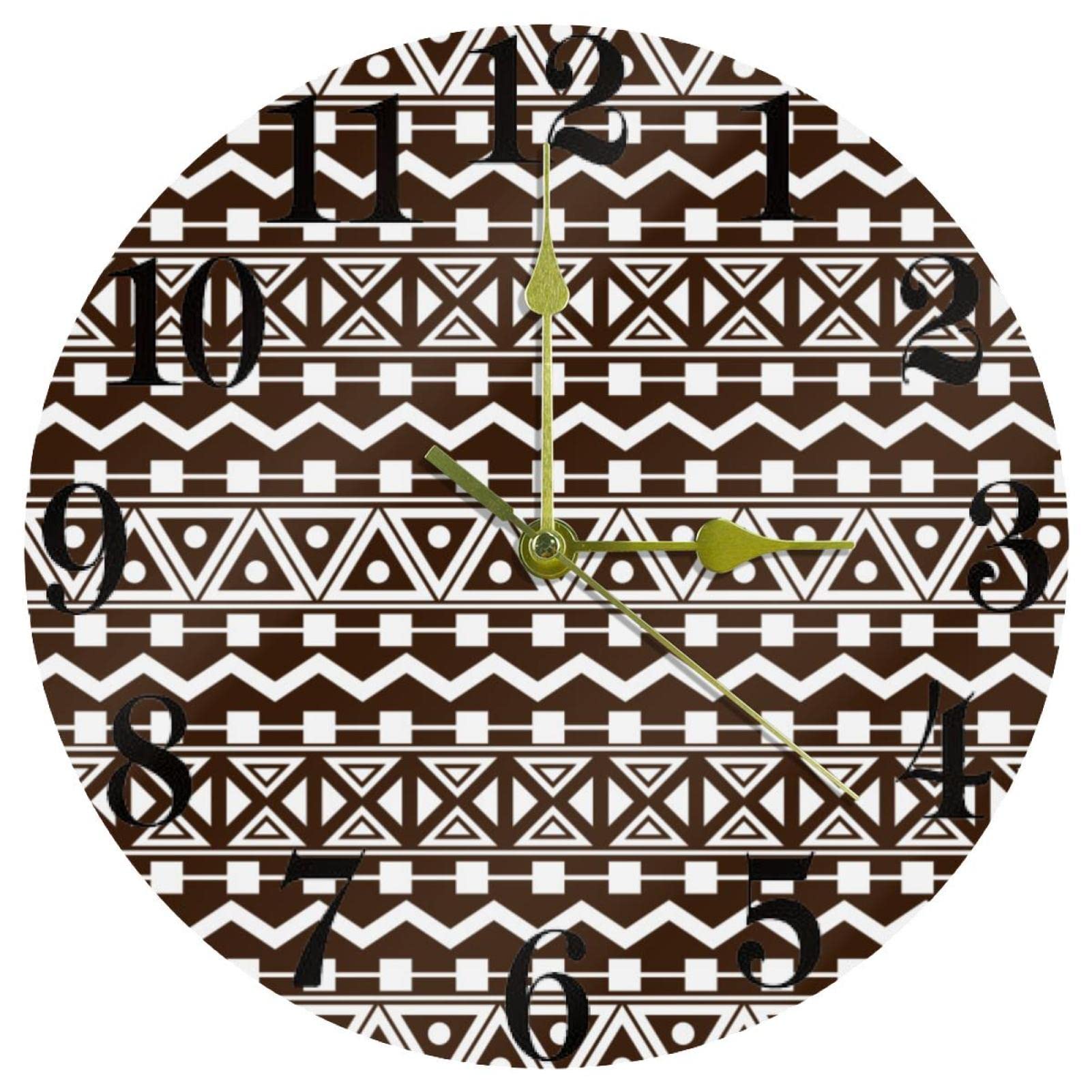 Horloge murale ronde pour cuisine et bureau au motif indien