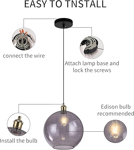 Miniatura 3 de Luces colgantes de cristal, iluminación de isla de cocina, lámpara colgante de globo, moderna iluminación de isla de cocina para comedor y