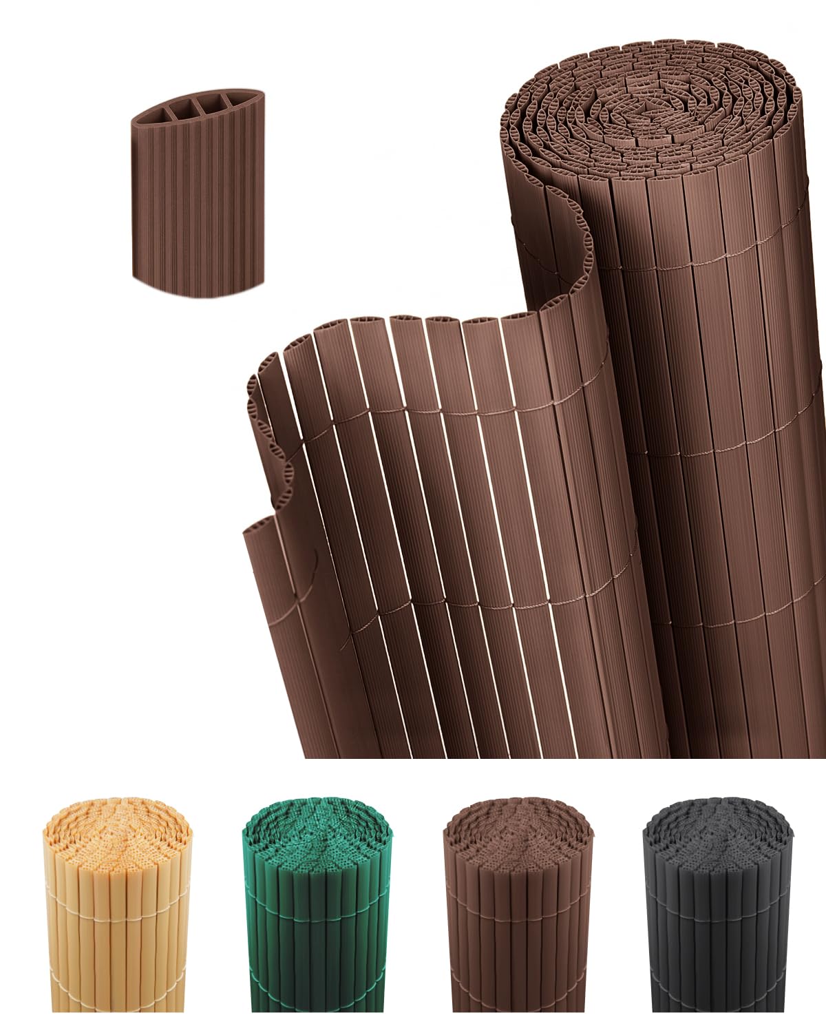 paramondo PVC Sichtschutzmatte Sichtschutzzaun 180 x 300 cm, Dreifache Verstärkung für Garten Terrasse, Privatsphäre Balkon Sichtschutz Zaun Windschutz Wetterfest mit Strukturierter Oberfläche, Braun
