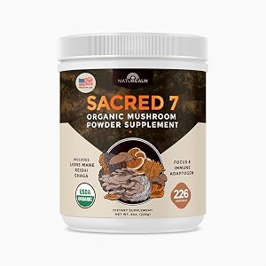 Sacred 7 Mushroom Powder Supplement 7-in-1 Blend 7 Month Supply Immune Defense Focus Energy Support Coffee Enhancer Lions