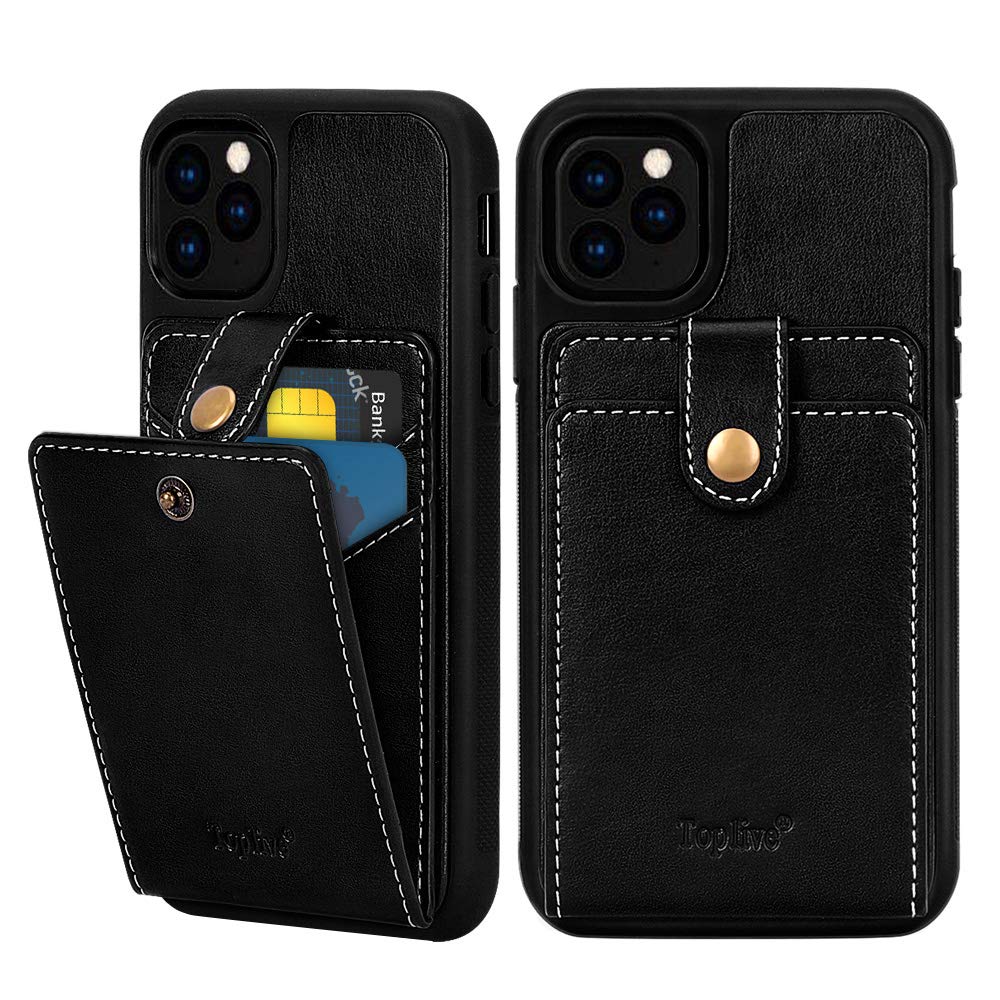 Toplive iPhone 11 Pro Max Case 6.5 Flip Folio PU Leather iPhone 11 Pro Max Wallet Case Cover with Card Holders for Apple iPhone 11 Pro Max (6.5") 2019, Black