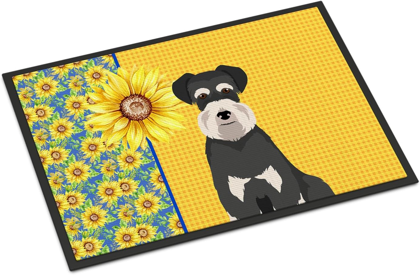 Caroline's Treasures WDK5323JMAT Summer Sunflowers White Pit Bull Terrier Doormat 24x36 Front Door Mat Indoor Outdoor Rugs for Entryway, Non Slip Washable Low Pile, 24H X 36W