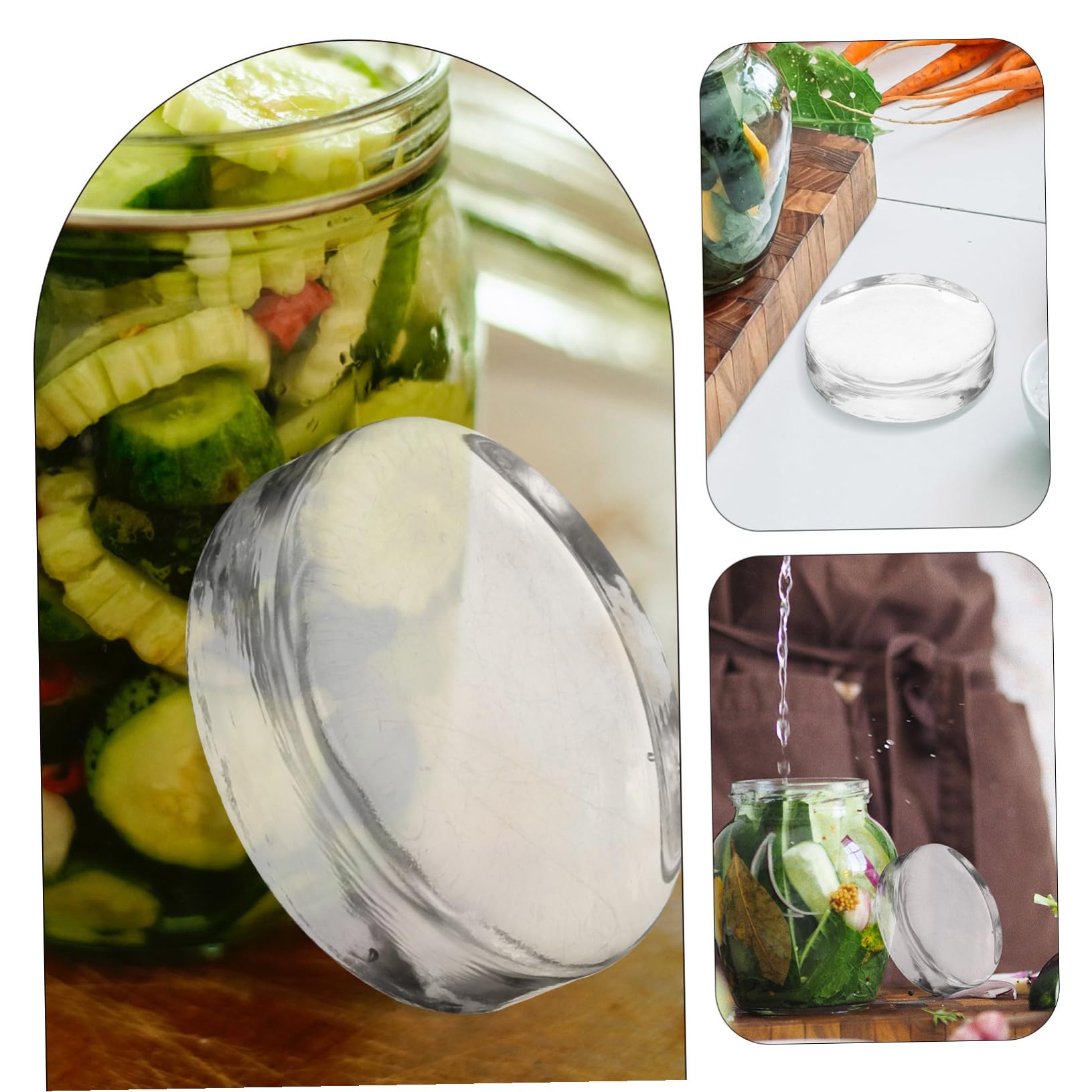TOYANDONA Fermentiergewichte Klein aus Glas Runde Gewichte für Einmachgläser mit Deckel zum Fermentieren von Gemüse und Gurkengläsern
