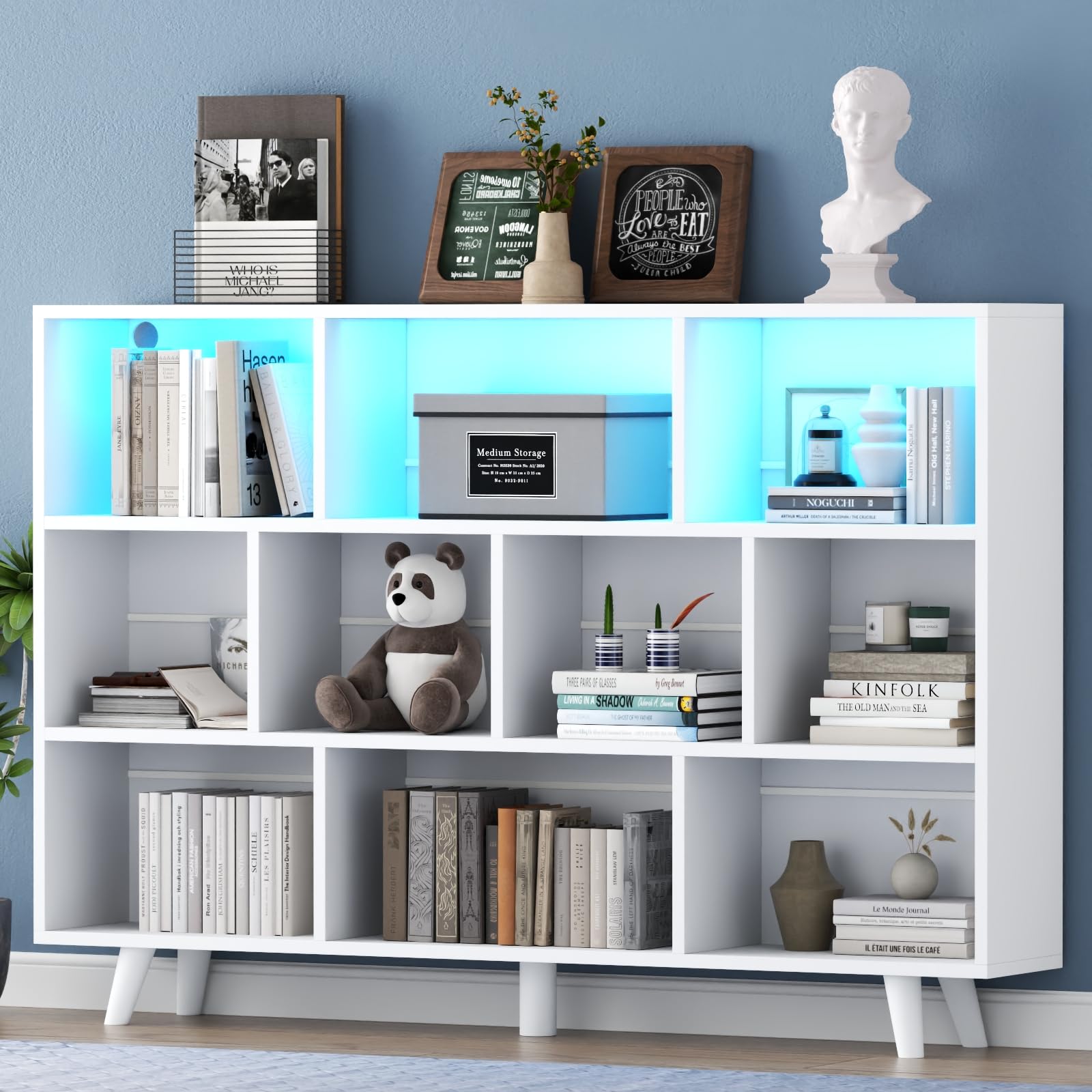 Amazon.com: Gyfimoie 10 Cube Book Shelf with LED Lights, 3-Tier