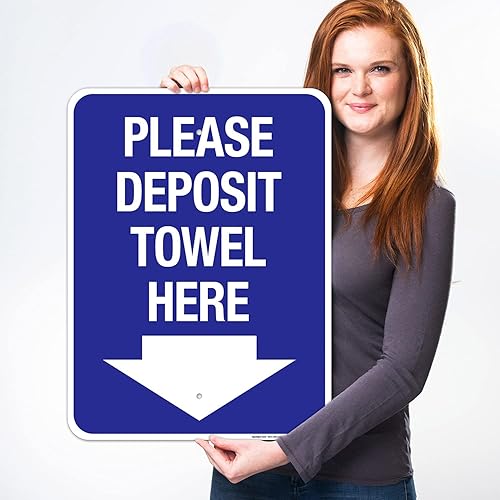 Miniatura 48 de Please Deposit Towel Here with Downward Arrow Sign, 12x18 Inches, 3M EGP Reflective .063 Aluminum, Fade Resistant, Made in USA