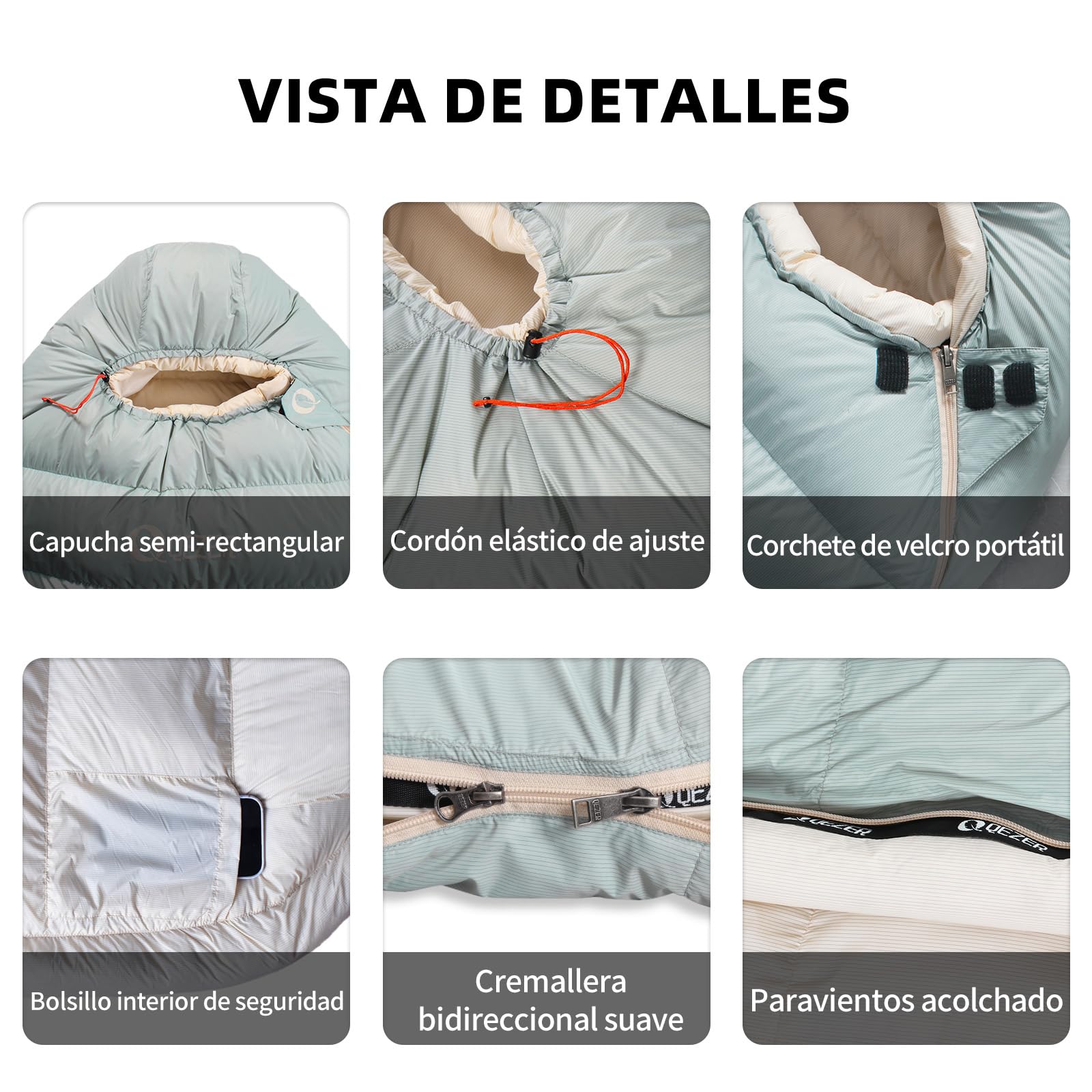 Saco de Dormir de Plumas, Saco de Dormir de Invierno con Forro de grafeno antiestático, Fill Power 620, 1450 Gramos, -24°C a 0°C, Adecuado para Camping, Senderismo y Trekking.