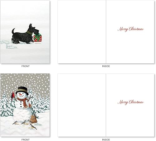 Miniatura 7 de The Best Card Company - 20 tarjetas de Navidad de animales a granel (10 diseños, 2 de cada uno) - Tarjetas navideñas en caja para niños (4 x 5.12