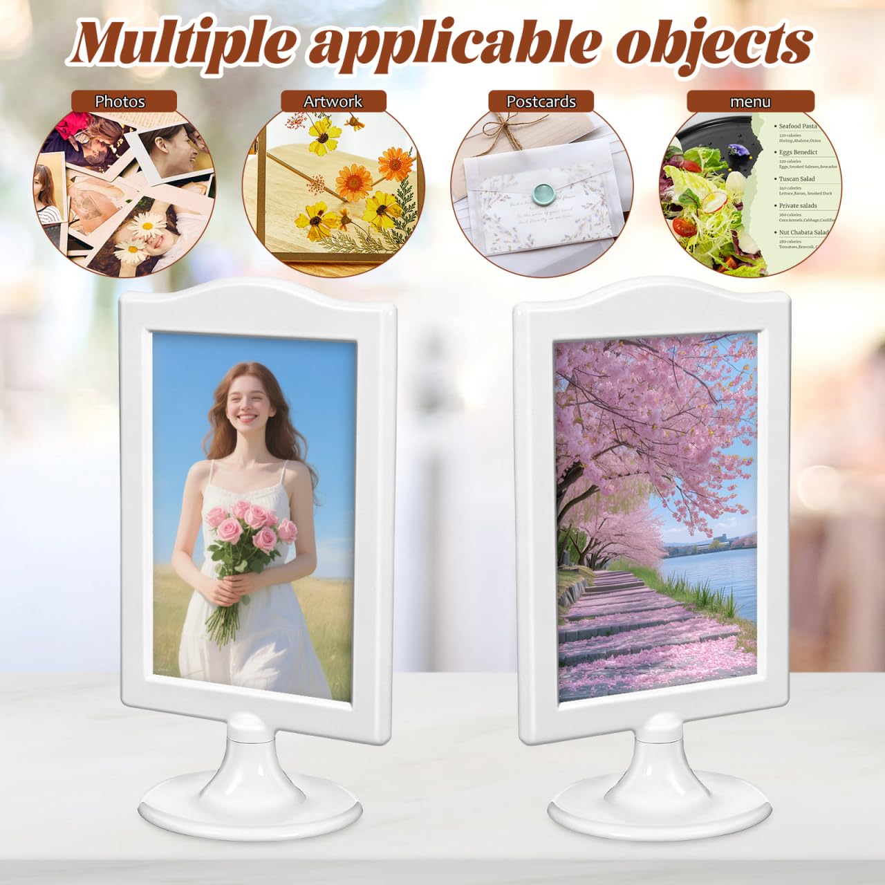 Yardwe Lot de 8 cadres photo, 12 x 21,5 cm, blanc, double face