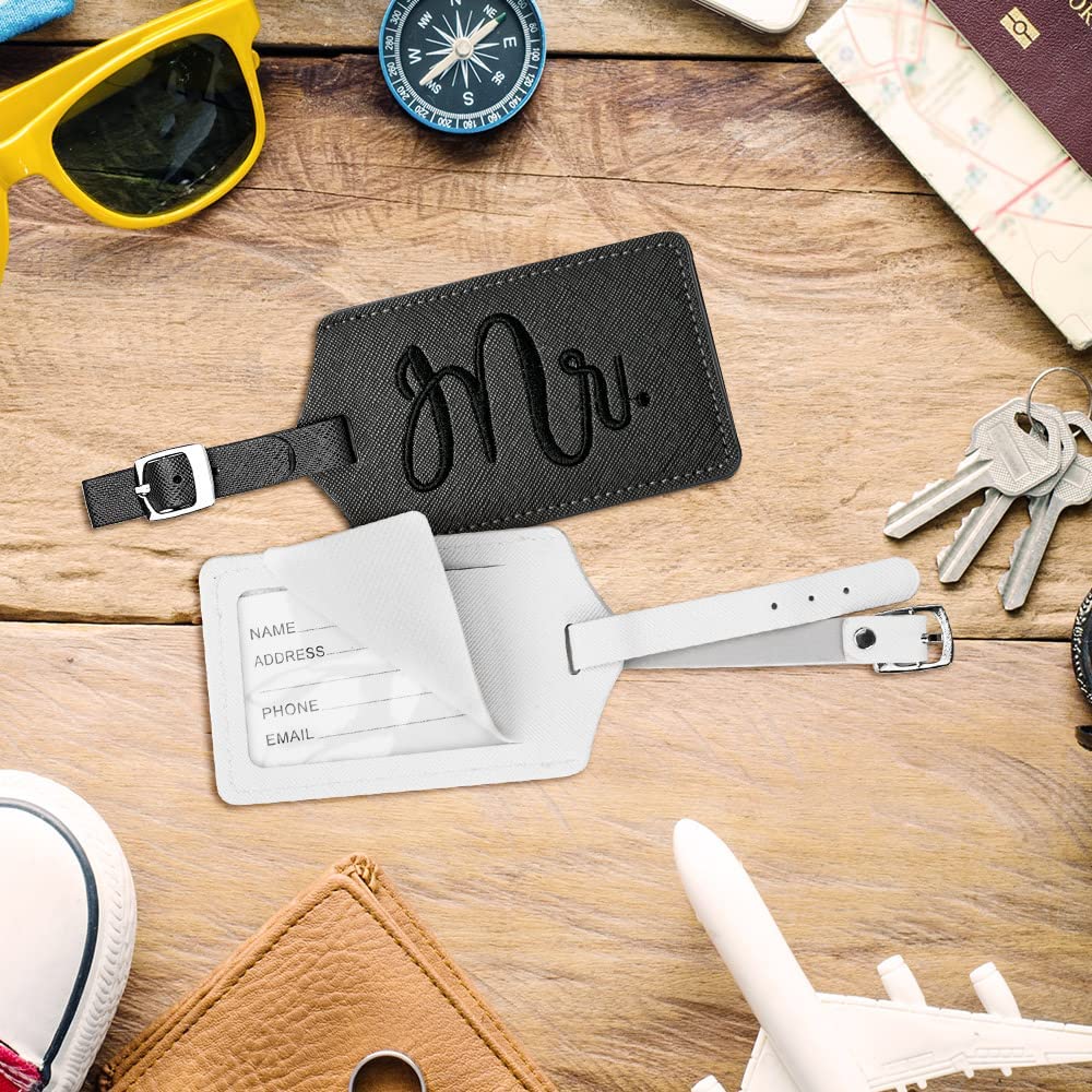 flintronic 2 Pacchi Etichette per Bagagli, Valigie, Custodia Passaporto, Cover Unisex Portafoglio per Viaggio di Lavoro (Bianco+ Grigio)