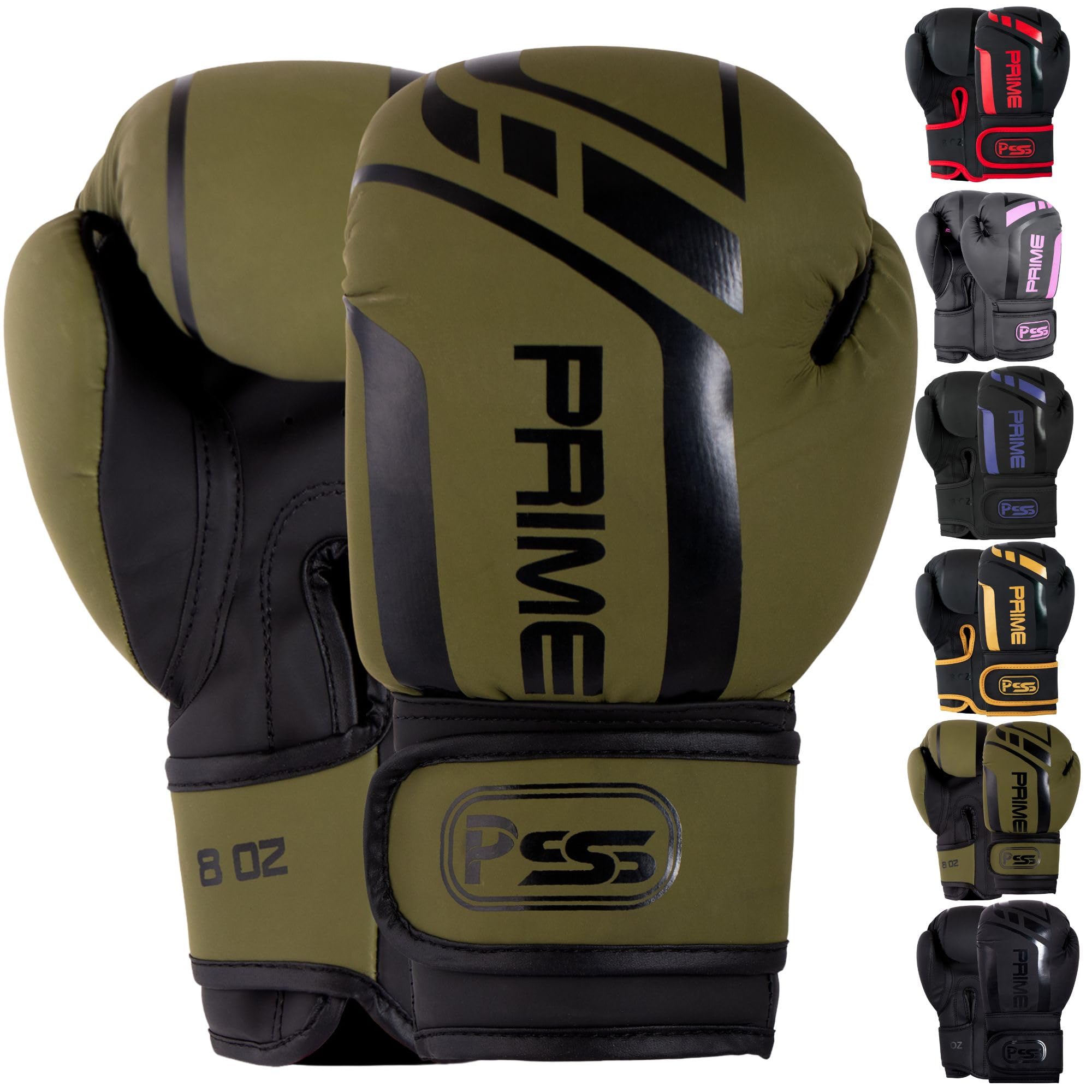 PSS PU Matt Leather Kids Boxing Gloves 4oz, 6oz, 8oz Punching bag MMA Muay Thai for Fighting, Aggressive & Kickboxing junior Sparring junior Training Gloves 1025 (Commando Green, 8 oz) โ image 1