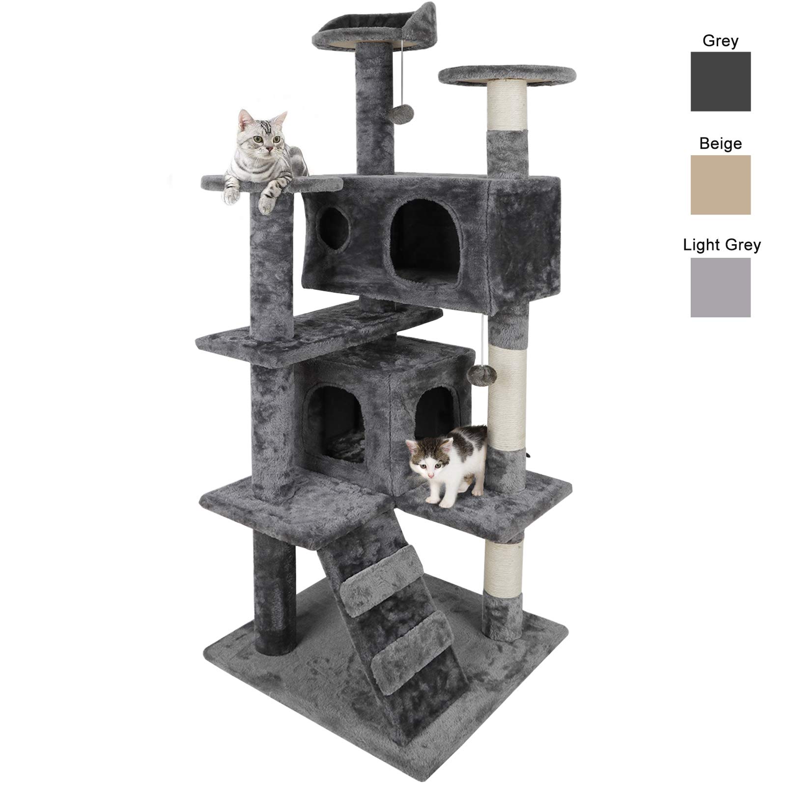 Nova Microdermabrasion Pet Republic 53 Inches Multi-Level Cat Tree Stand House Furniture Kittens Activity Tower with Scratching Posts Kitty Pet Play House